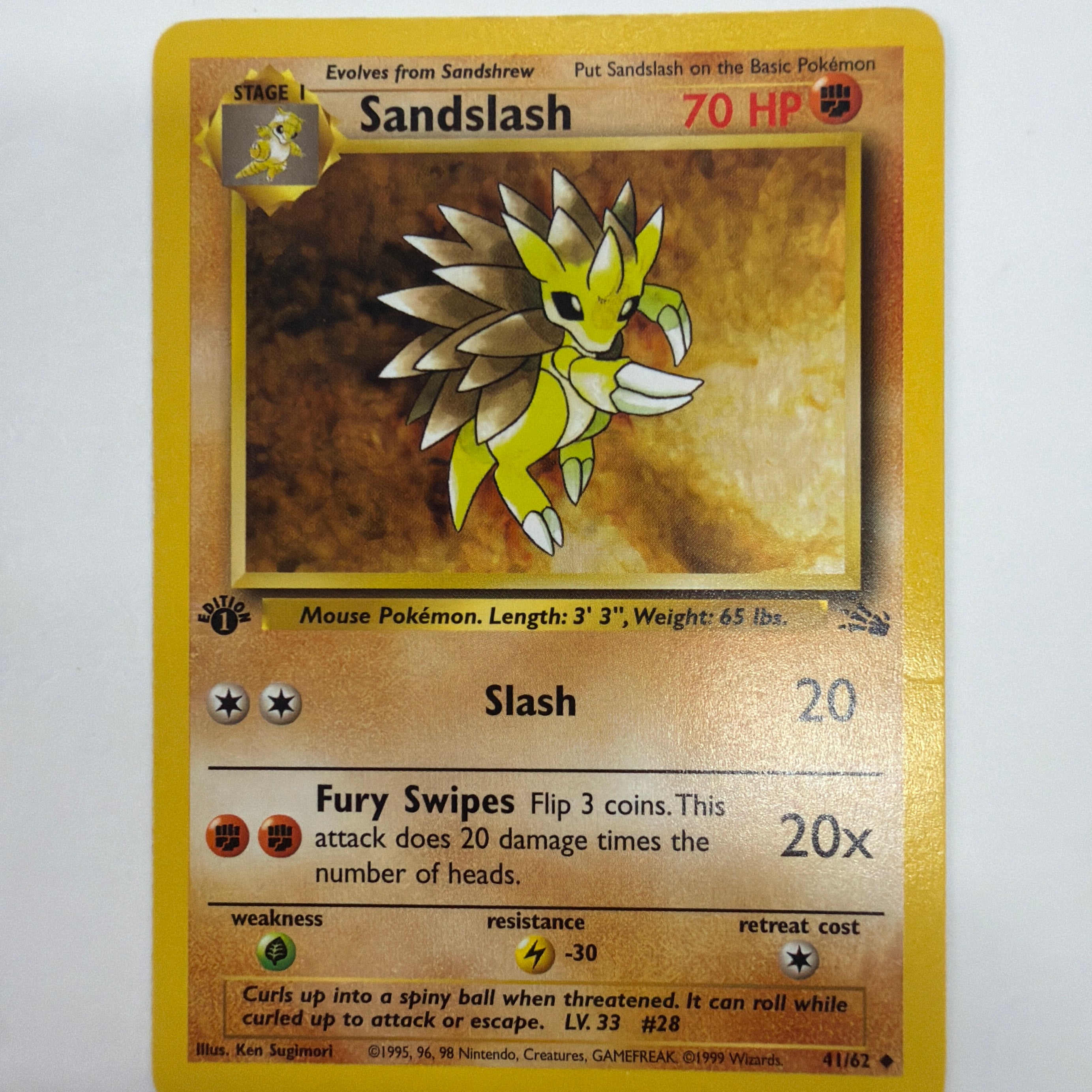 Pokémon TCG - Fossil 1st Edition Sandslash 41/62 LP