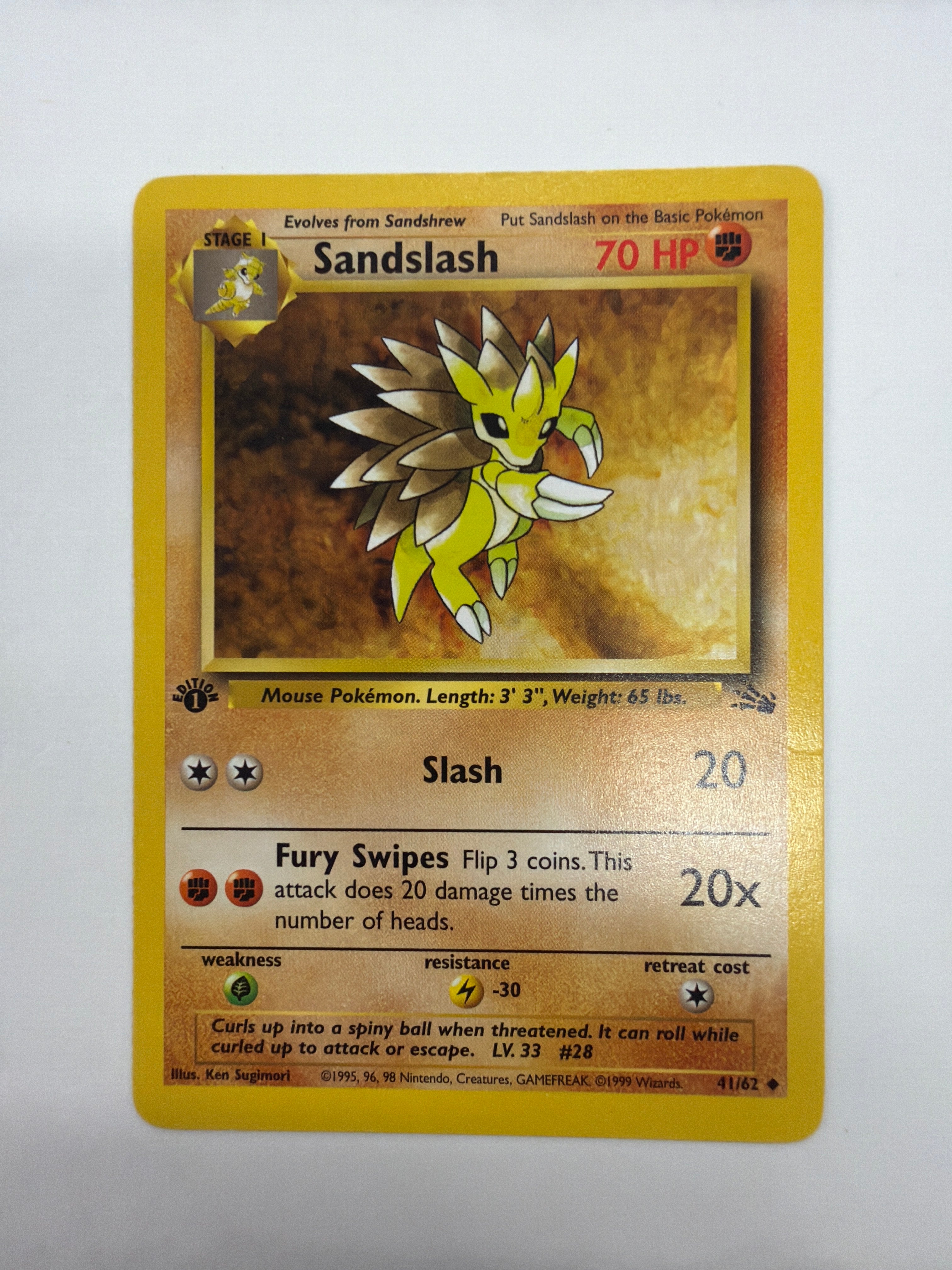Pokémon TCG - Fossil 1st Edition Sandslash 41/62 LP