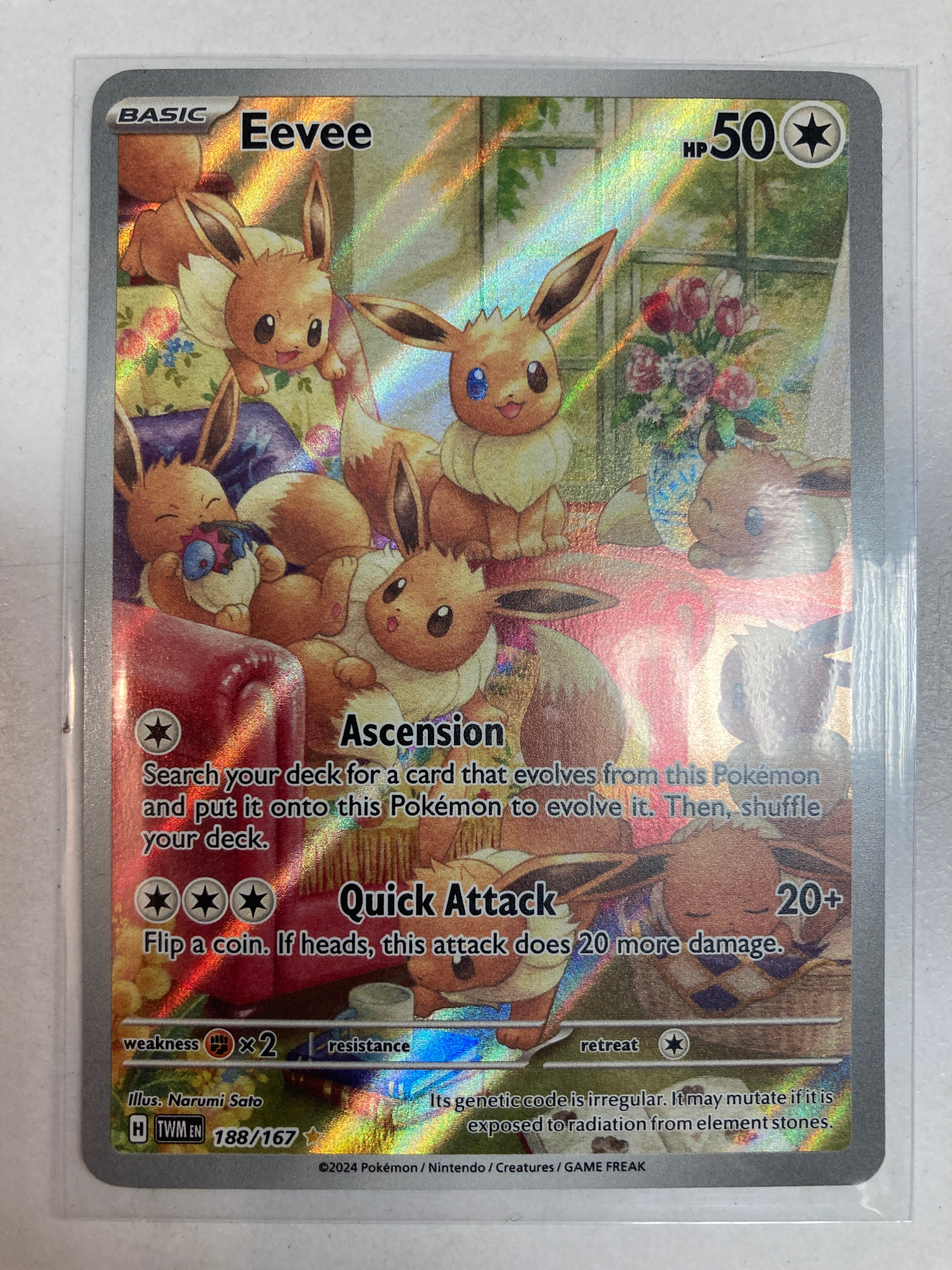 Pokemon TCG Eevee 188/167 Twilight Masquerade Illustration Rare NM True Believers Gaming and Collectibles Pokemon TCG Eevee 188/167 Twilight Masquerade Illustration Rare NM True Believers Gaming and Collectibles