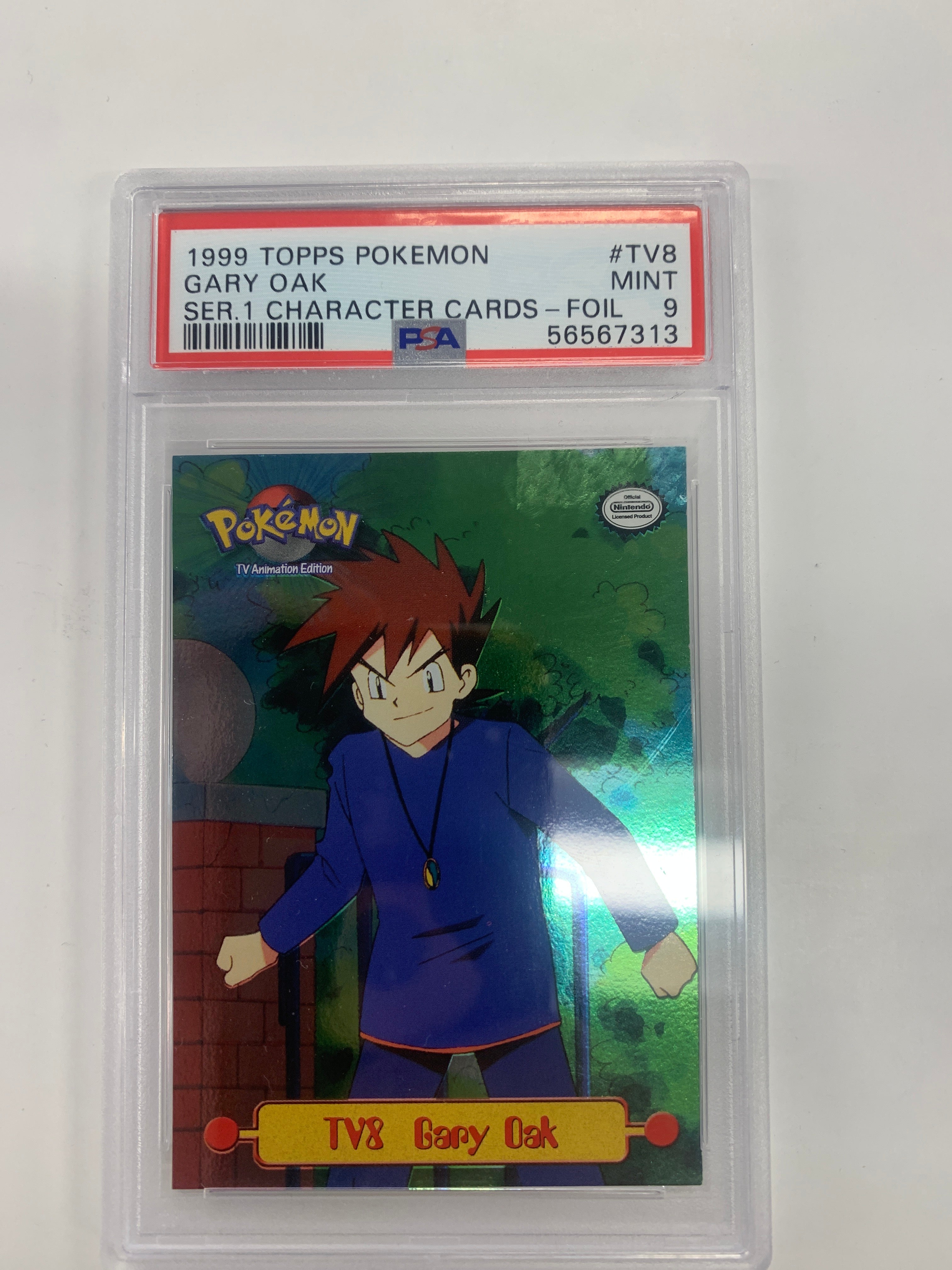 Pokémon TCG - PSA Mint 9 Pokemon Topps Ser.1 Character Cards Gary Oak TV8 Foil