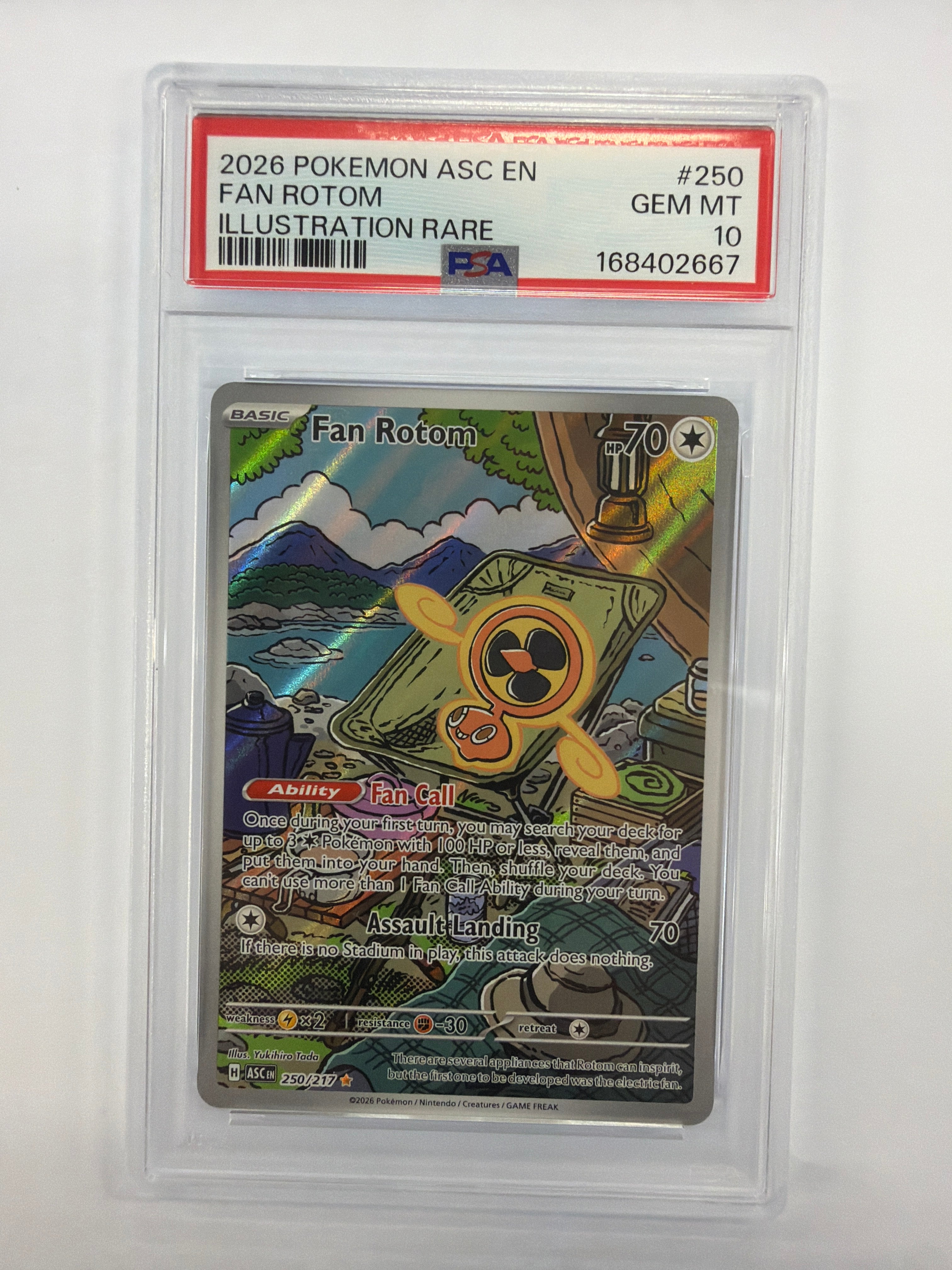 Pokémon TCG - PSA Gem MT 10 Ascended Heroes Fan Rotom 250/217 Illustration Rare
