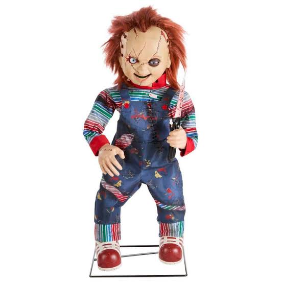 Chucky 3.5 Ft Animated LED Scarred Chucky Doll with Illuminated Knife