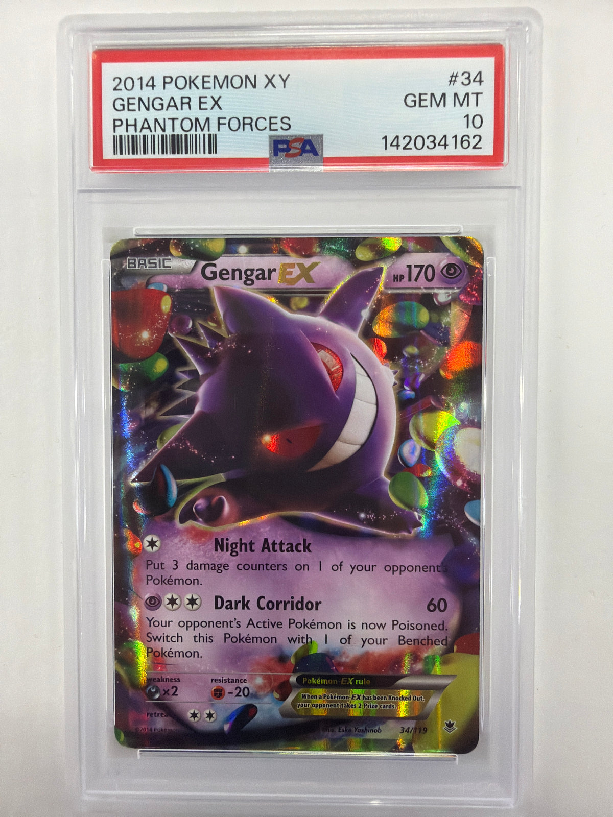 Pokémon TCG - PSA Gem MT 10 Phantom Forces Gengar EX 34/119