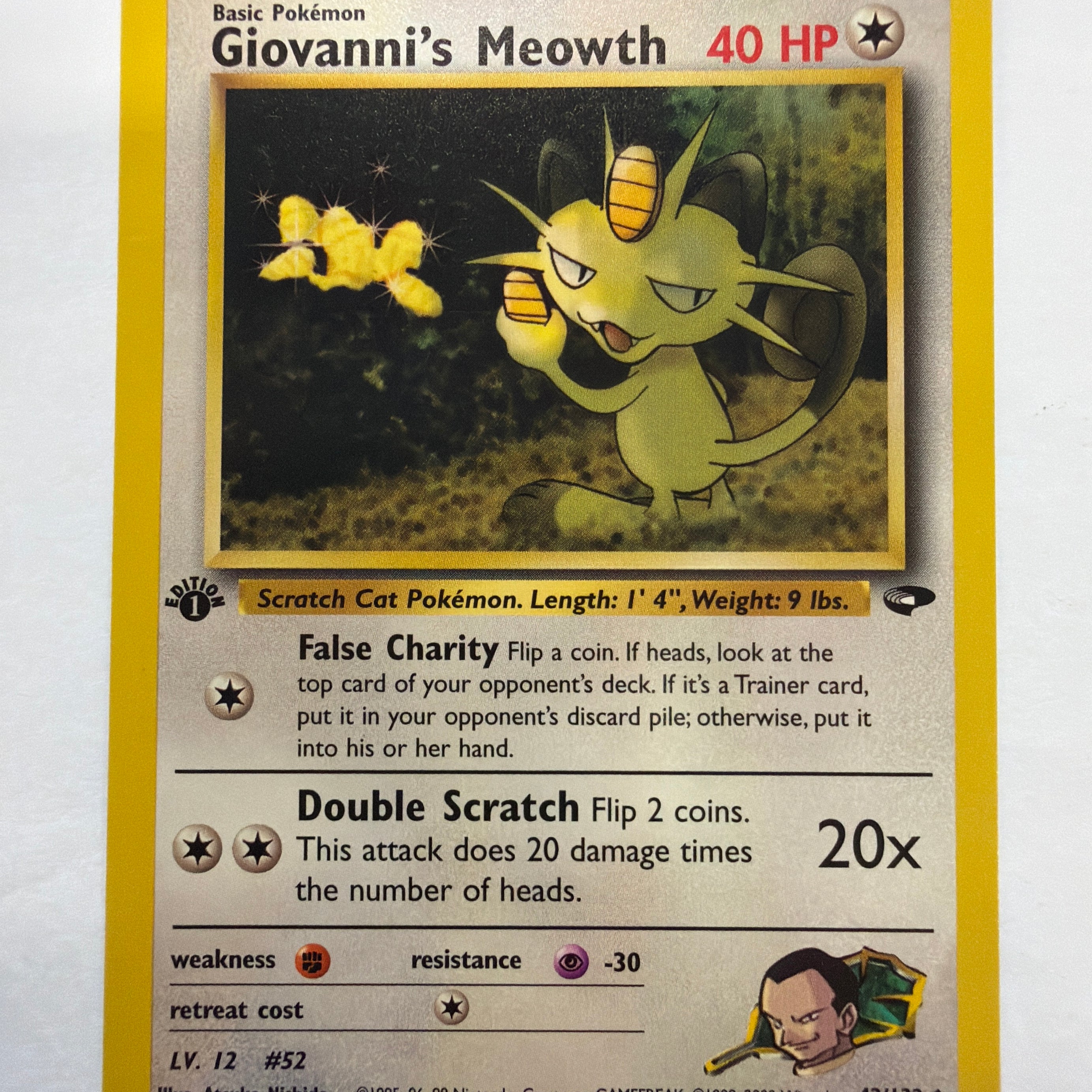 Pokémon TCG - Gym Challenge 1st Edition Giovanni's Meowth 43/132 Non-Holo NM