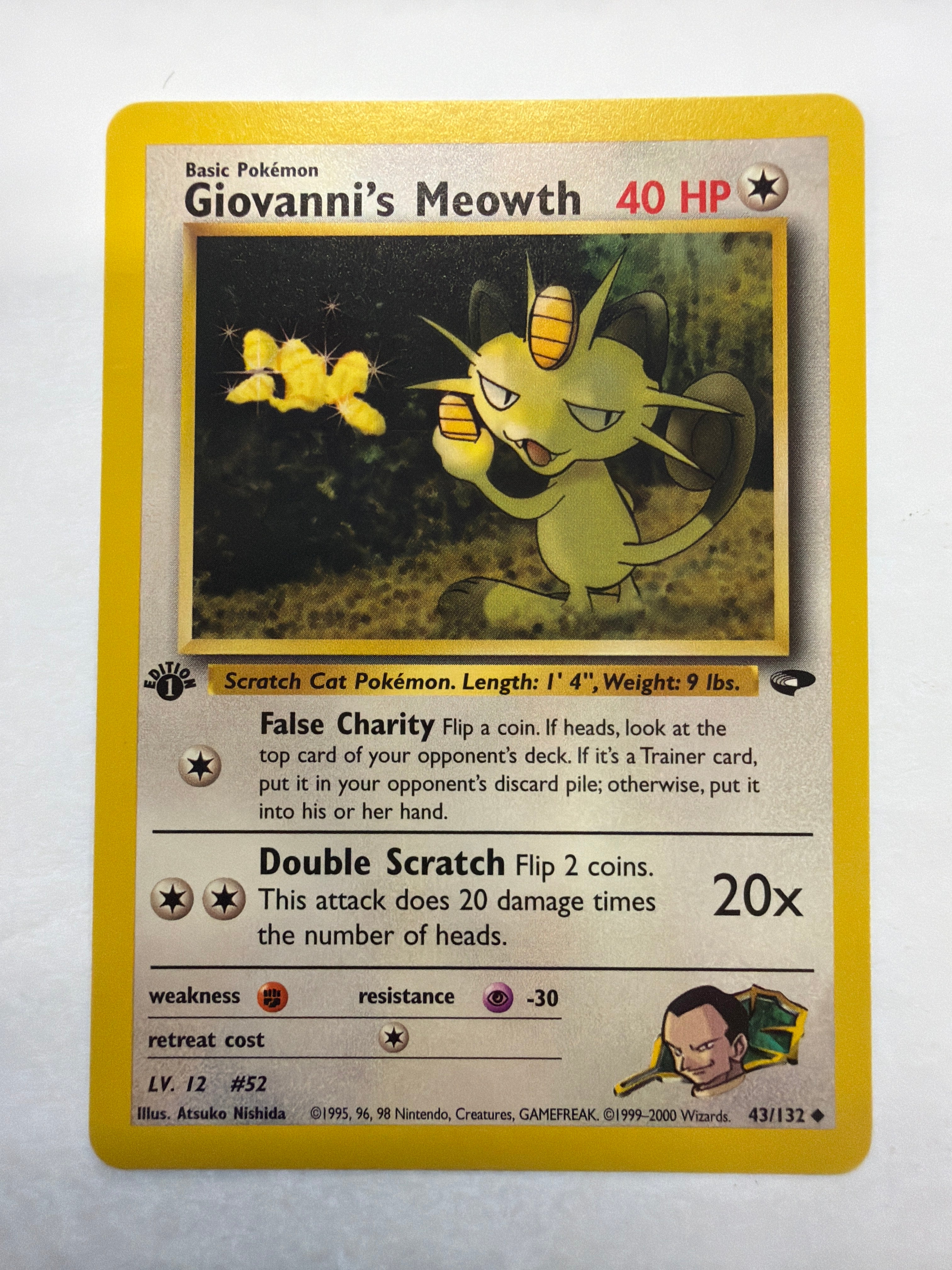 Pokémon TCG - Gym Challenge 1st Edition Giovanni's Meowth 43/132 Non-Holo NM