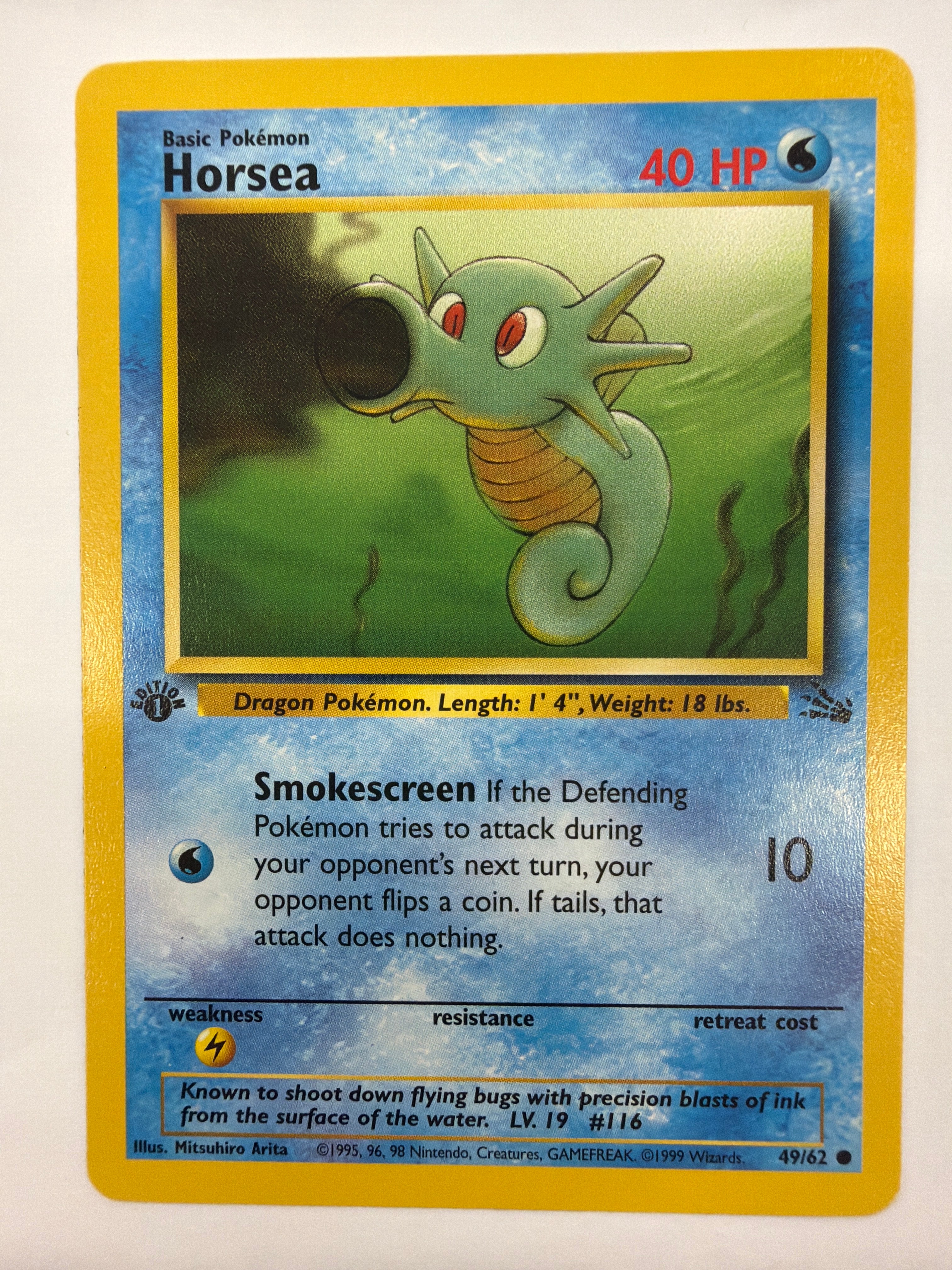 Pokémon TCG - Fossil 1st Horsea 49/62 Non-Holo NM