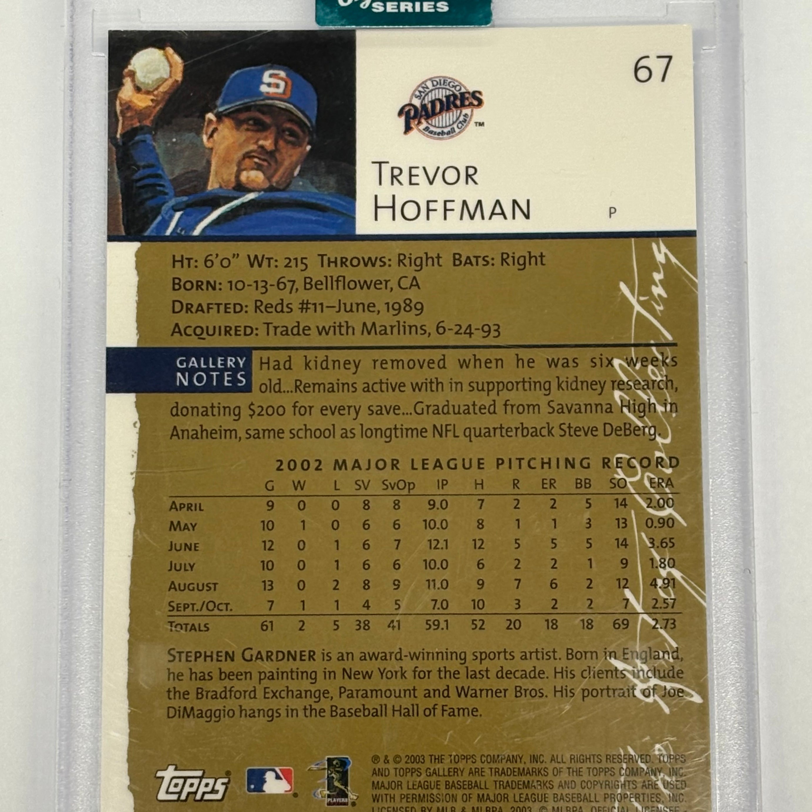 2024 Topps Archives Signature Series Trevor Hoffman Certified Autograph #64 Numbered 3/3