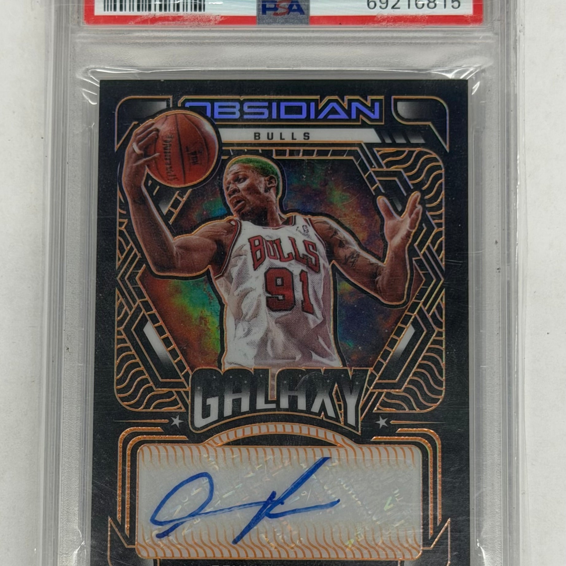 2020 Panini Obsidian Basketball PSA 8 NM - MT Dennis Rodman Galaxy Auto #GA-DRO Orange Numbered 50/50