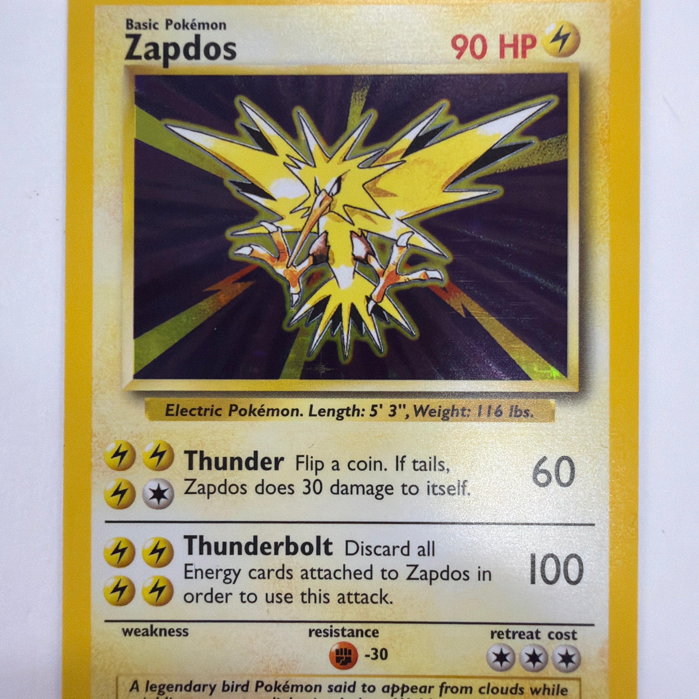 Pokémon TCG - Base Set Unlimited Zapdos 16/102 Holo NM