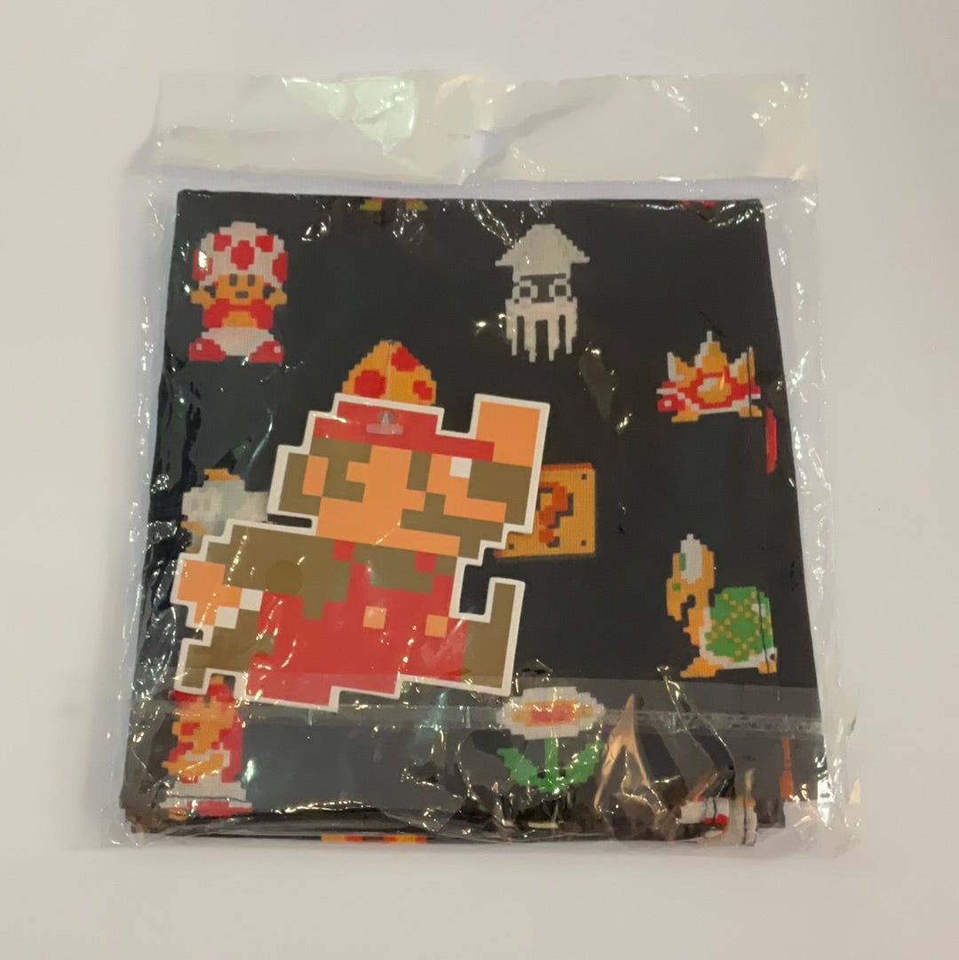 Bandana Super Mario – Motif Logo Mario Rouge/bleu, 53x53 Cm, 100% Coton, Style Rétro