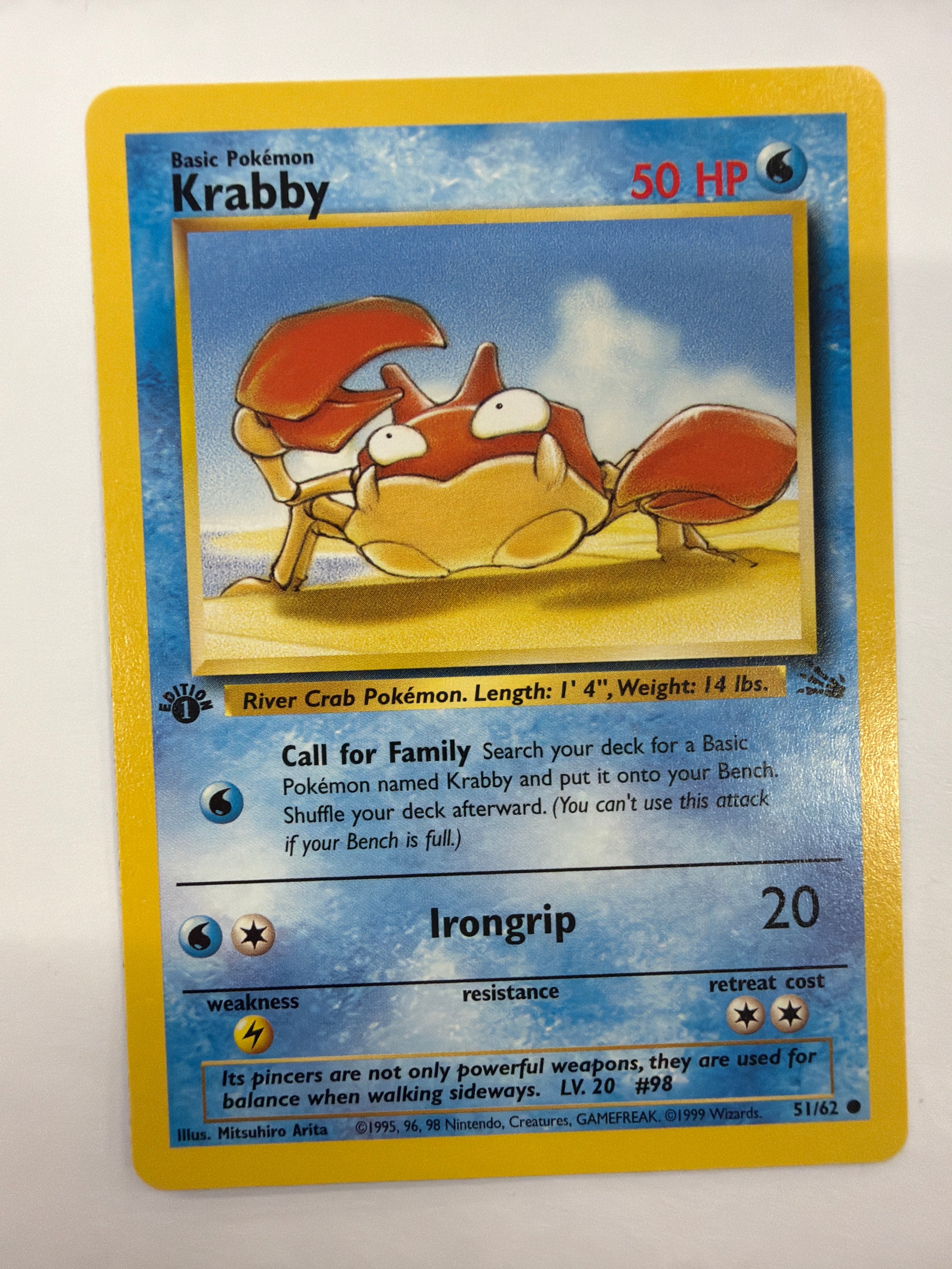 Pokémon TCG - Fossil 1st Edition Krabby 51/62 Non-Holo NM