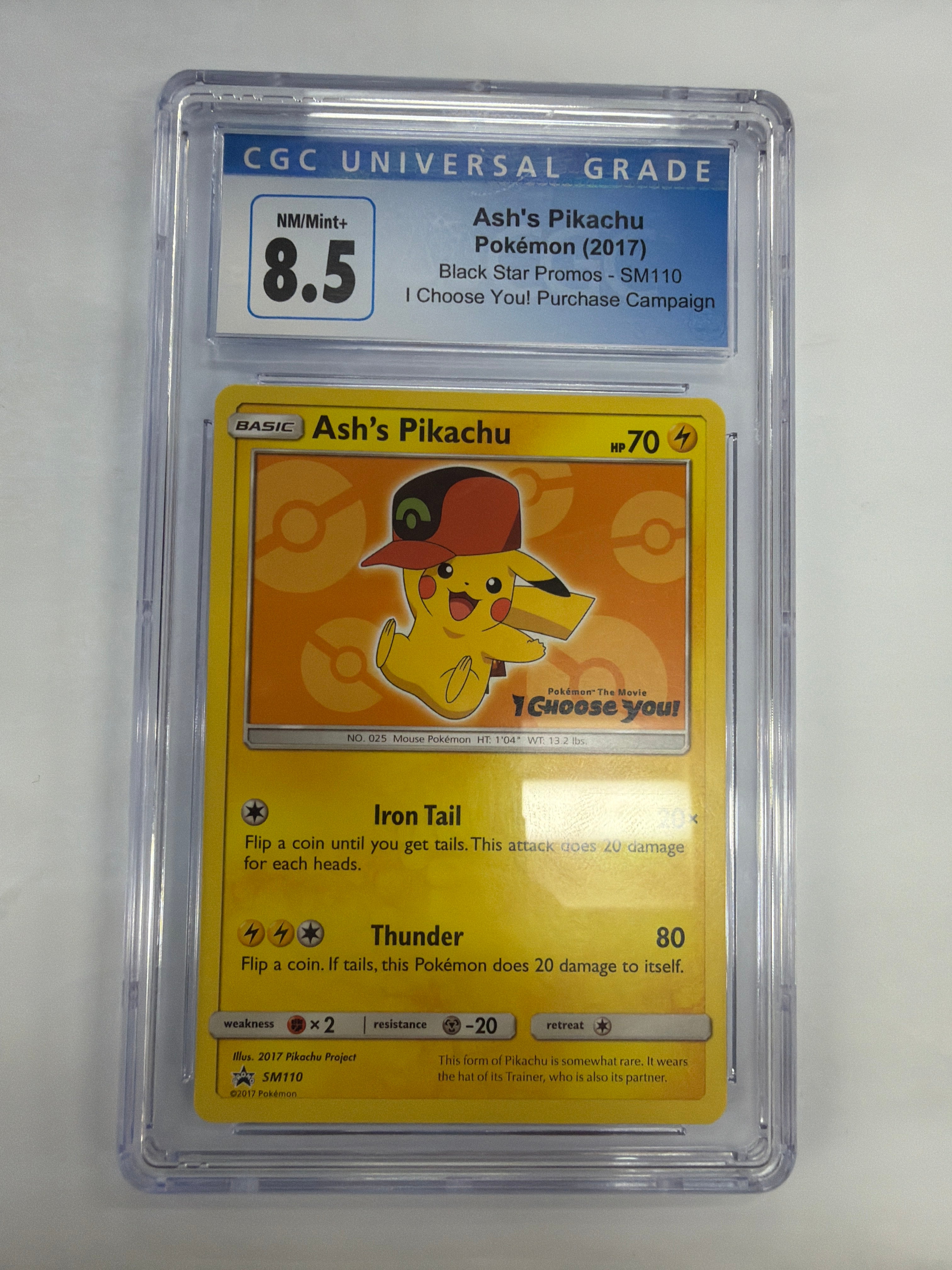 Pokemon TCG - CGC NM/Mint 8.5 Promo Ash's Pikachu SM110