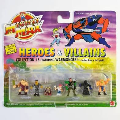 Mattel Mighty Max Heroes & Villains Collection #3 Featuring Warmonger! Mini Figures