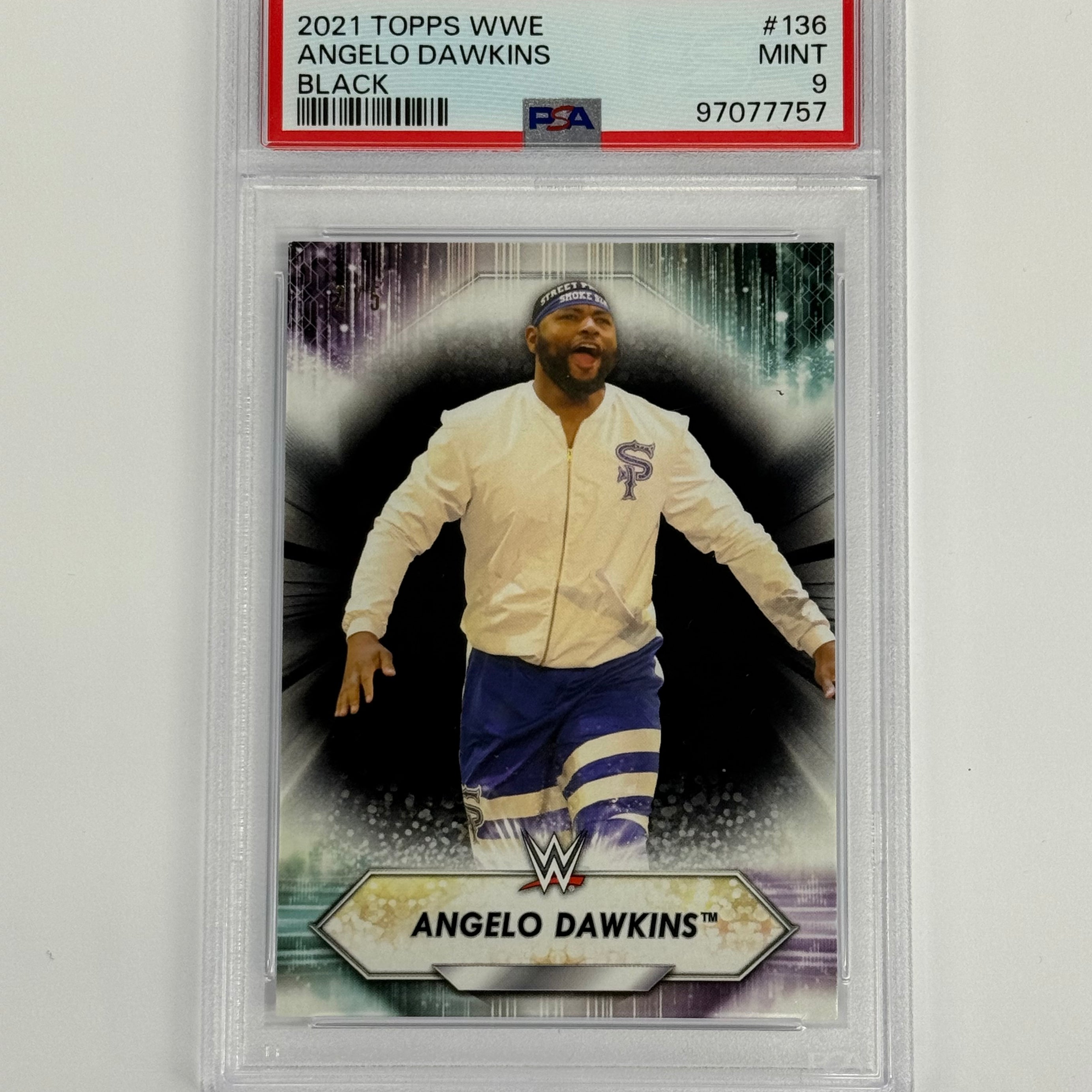 2021 Topps WWE PSA 9 MINT Angelo Dawkins #136 Black Numbered 2/5