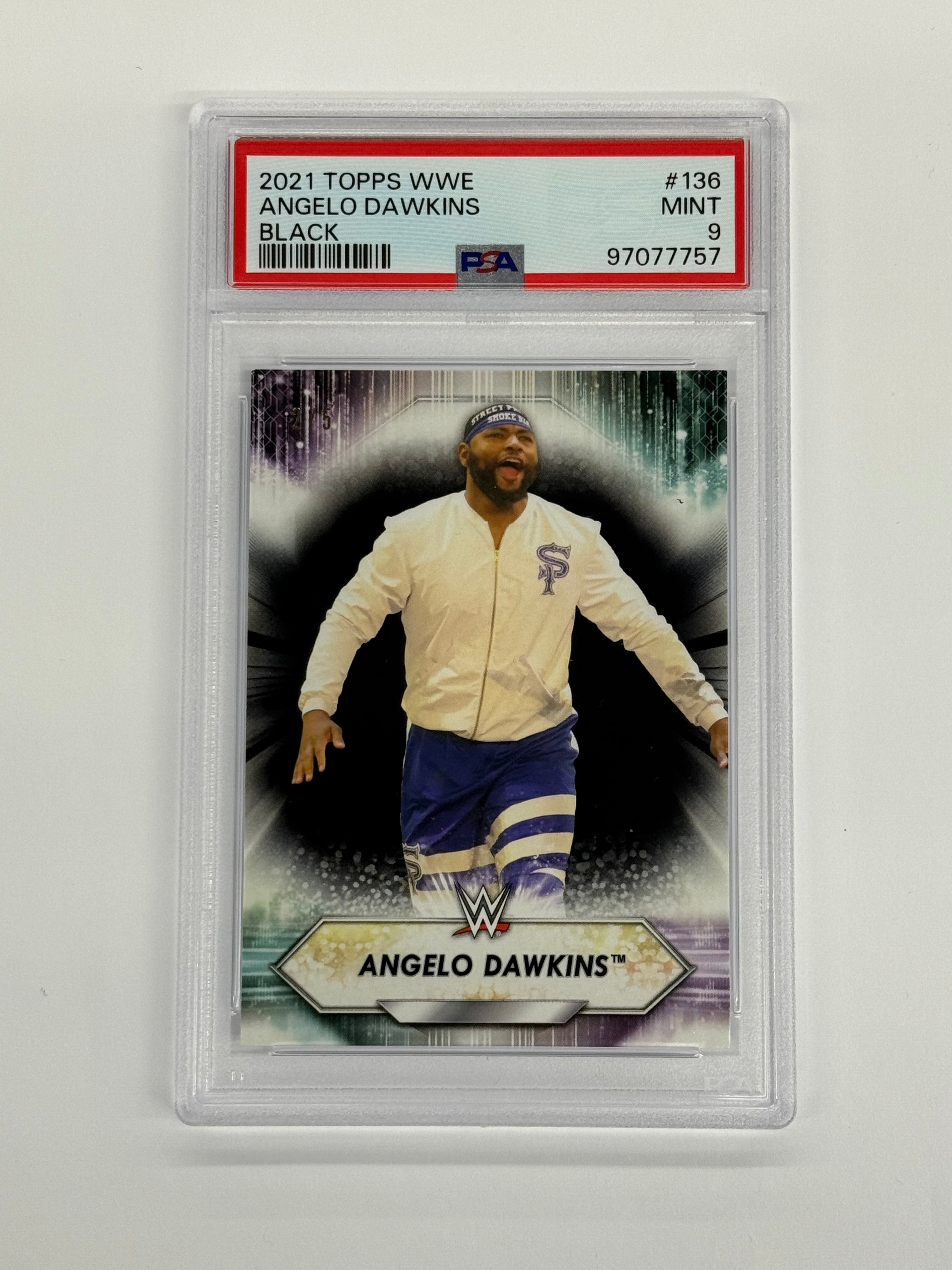 2021 Topps WWE PSA 9 MINT Angelo Dawkins #136 Black Numbered 2/5