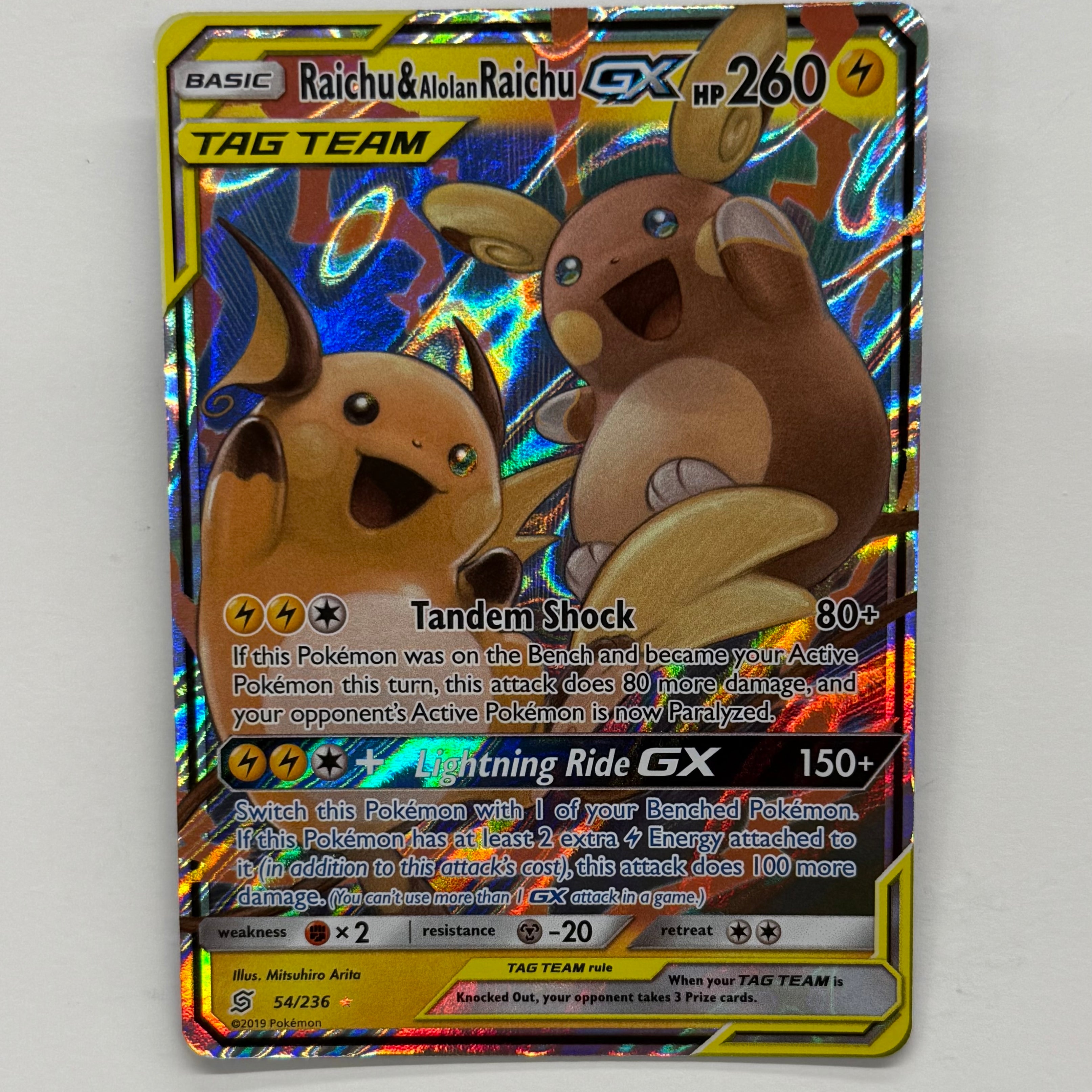Pokémon TCG - Unified Minds Raichu & Alolan Raichu GX 54/236 NM