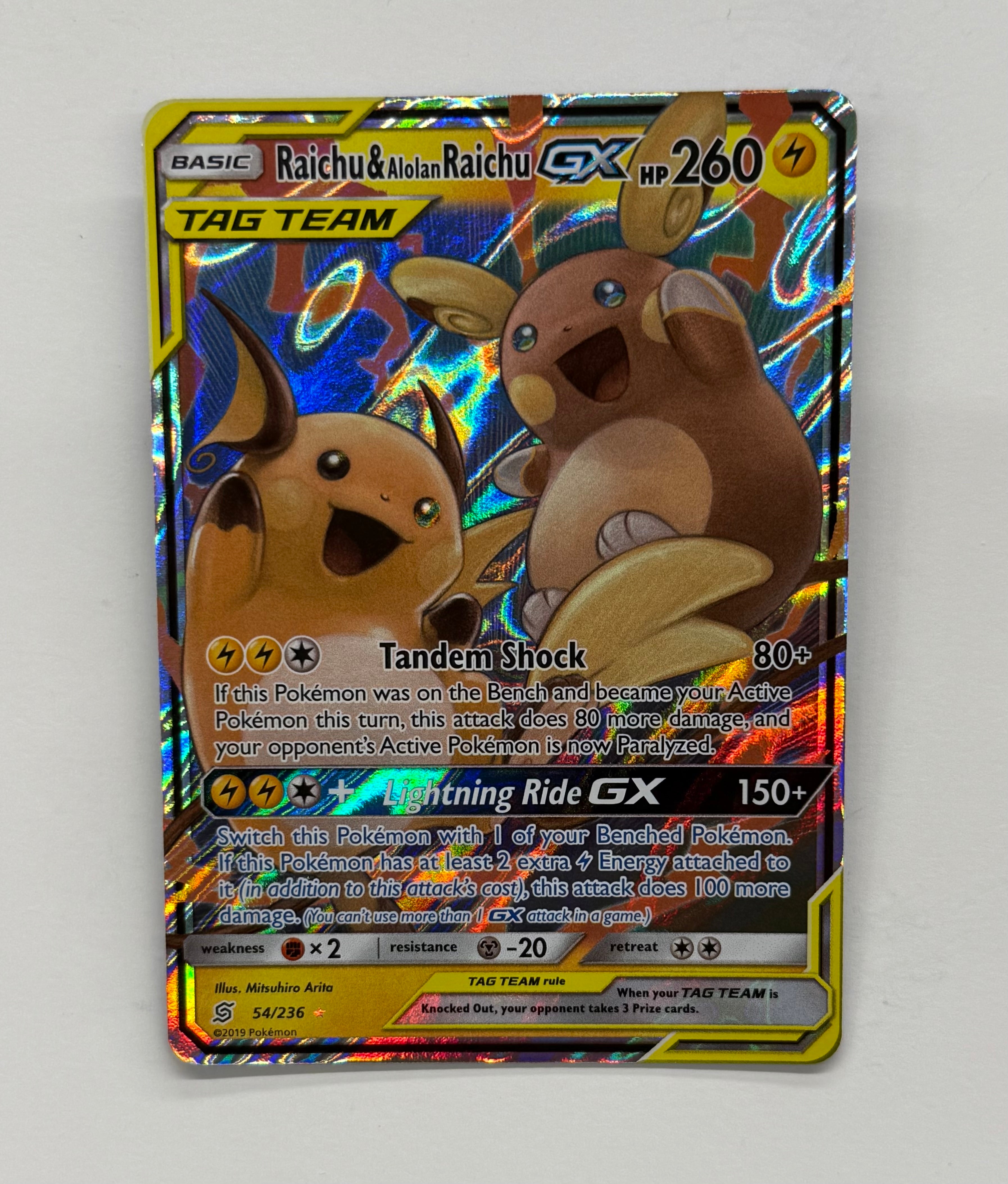Pokémon TCG - Unified Minds Raichu & Alolan Raichu GX 54/236 NM