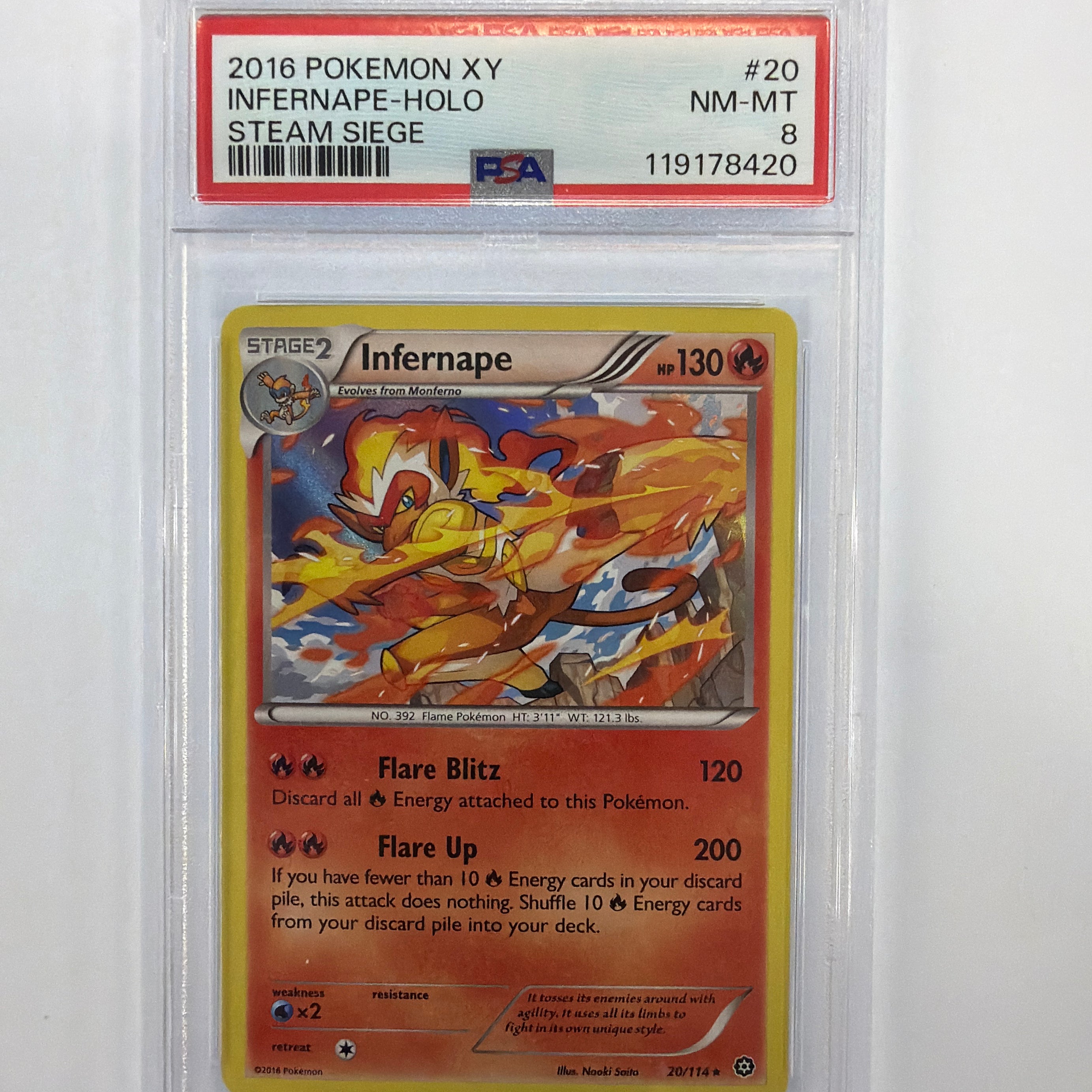 Pokémon TCG - PSA NM-MT 8 Steam Siege Infernape 20/114 Holo