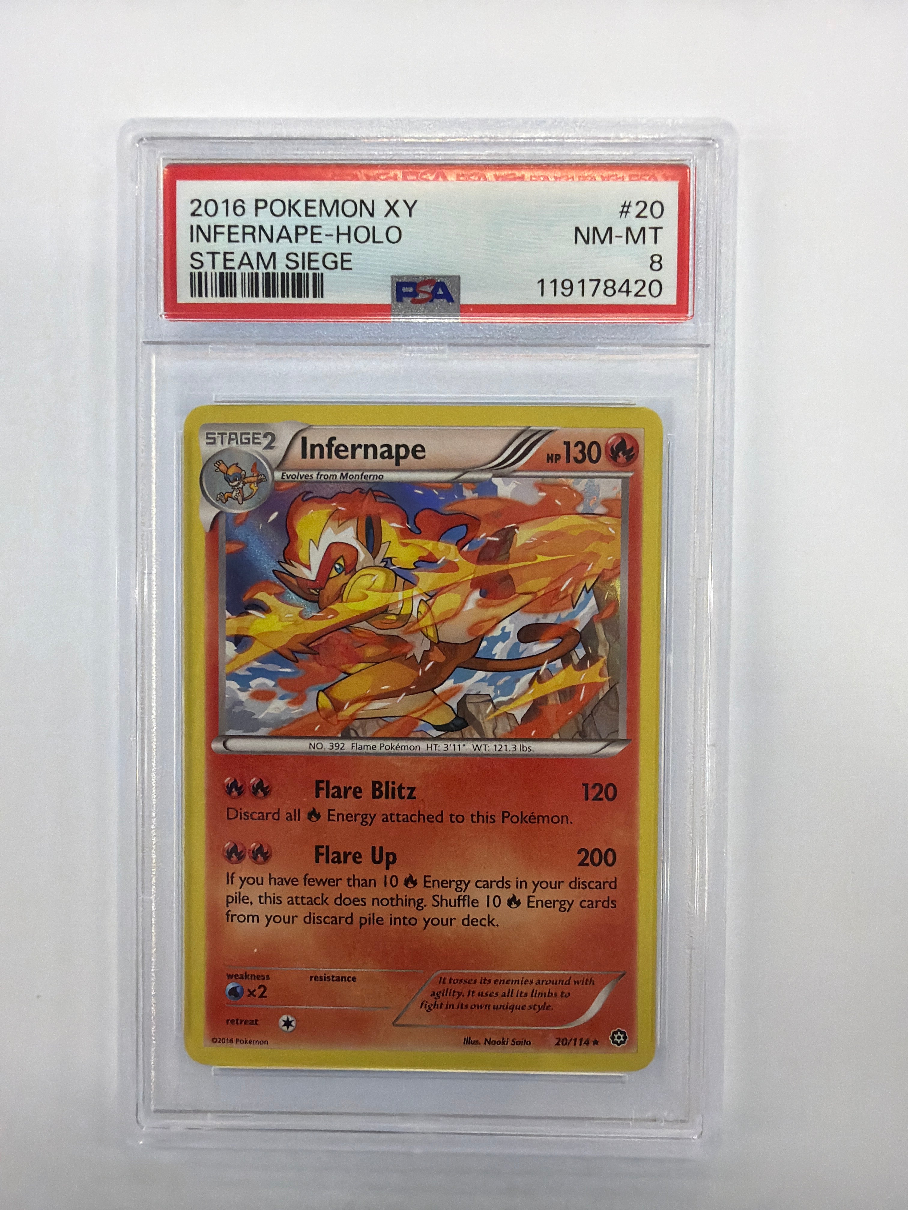 Pokémon TCG - PSA NM-MT 8 Steam Siege Infernape 20/114 Holo