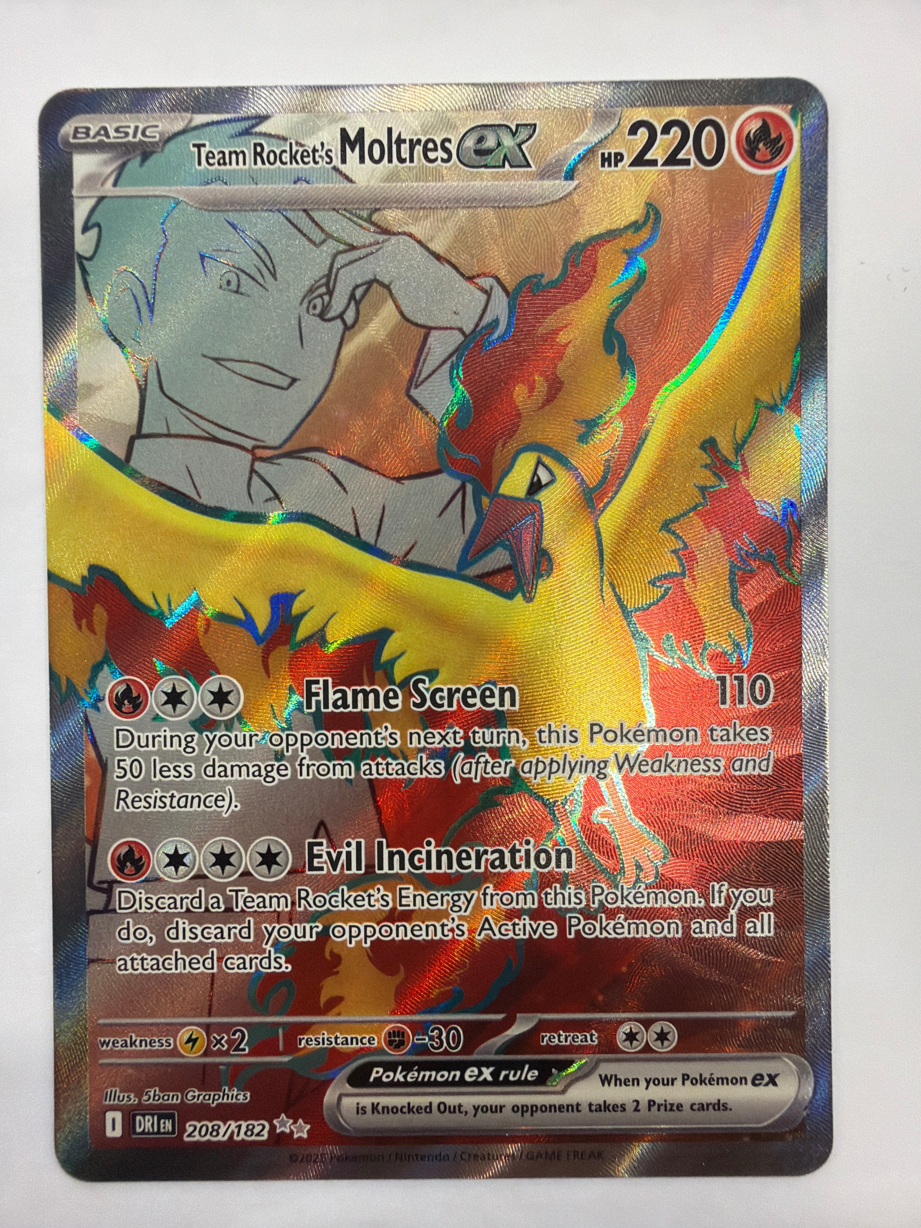 Pokémon TCG - Destined Rivals Team Rocket's Moltres ex 208/182 NM