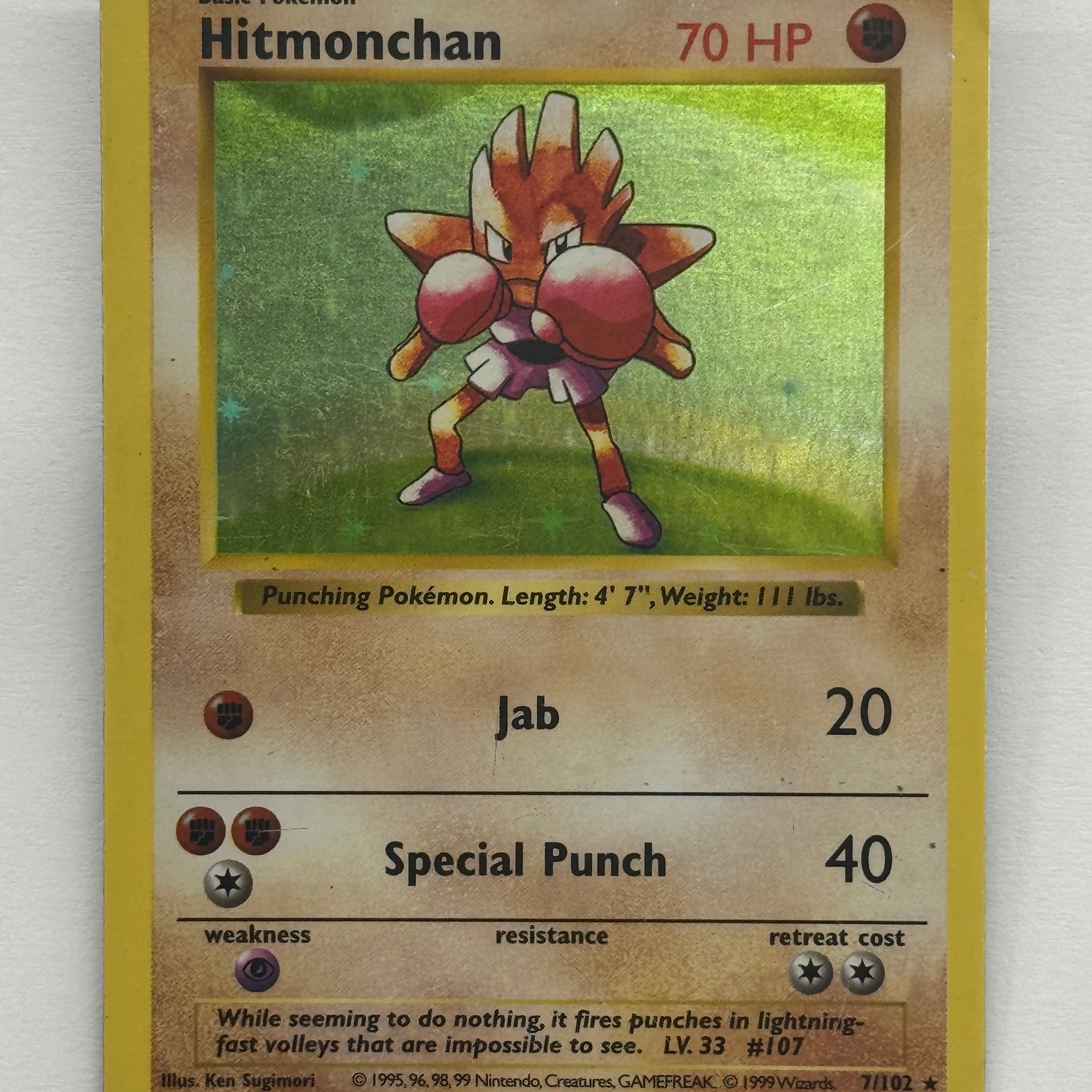Pokémon TCG - Base Set Unlimited Shadowless Hitmonchan  7/102 HP