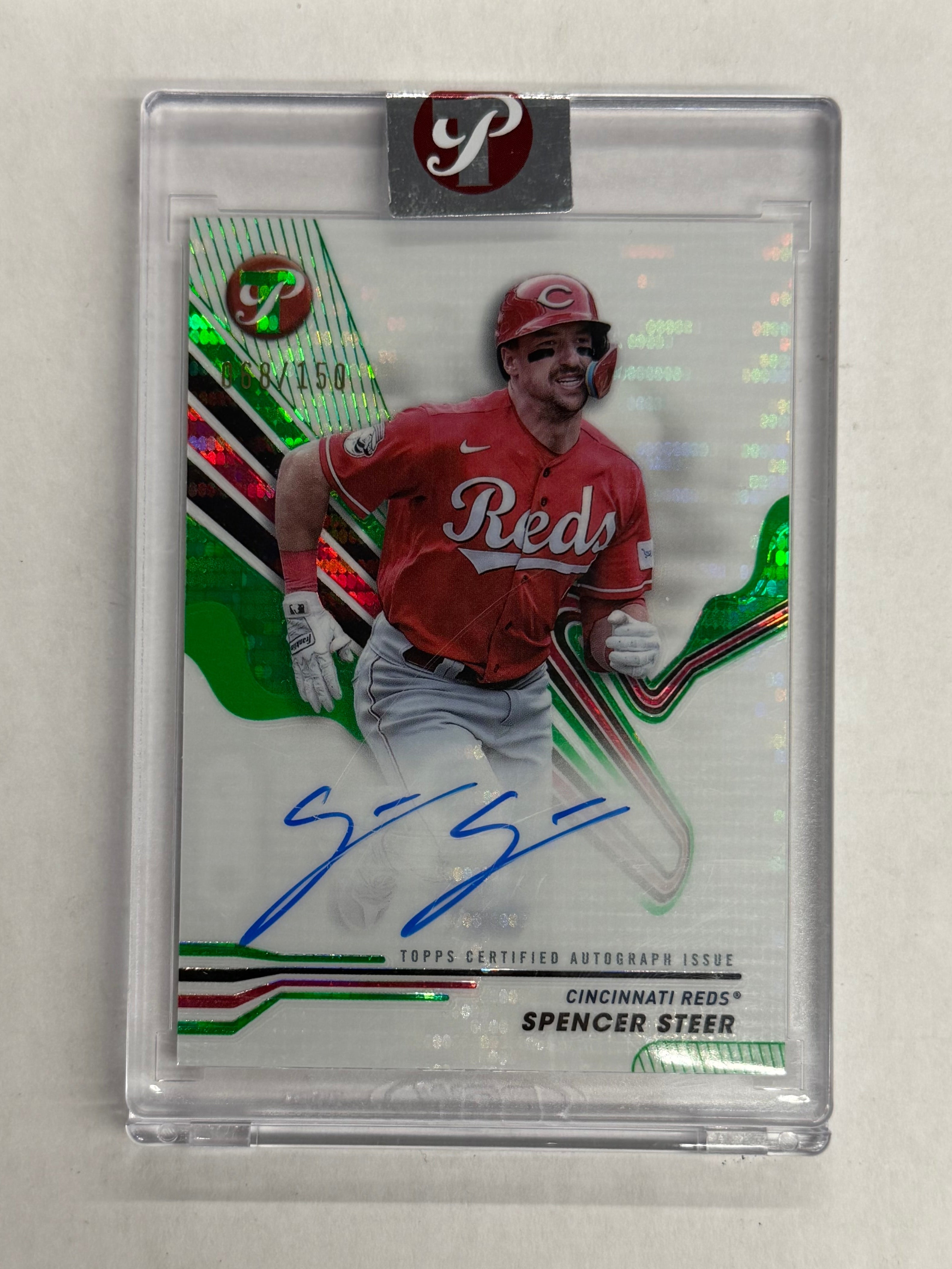 2024 Topps Pristine Baseball Spencer Steer Certified Autograph #PA-SS Numbered 068/150