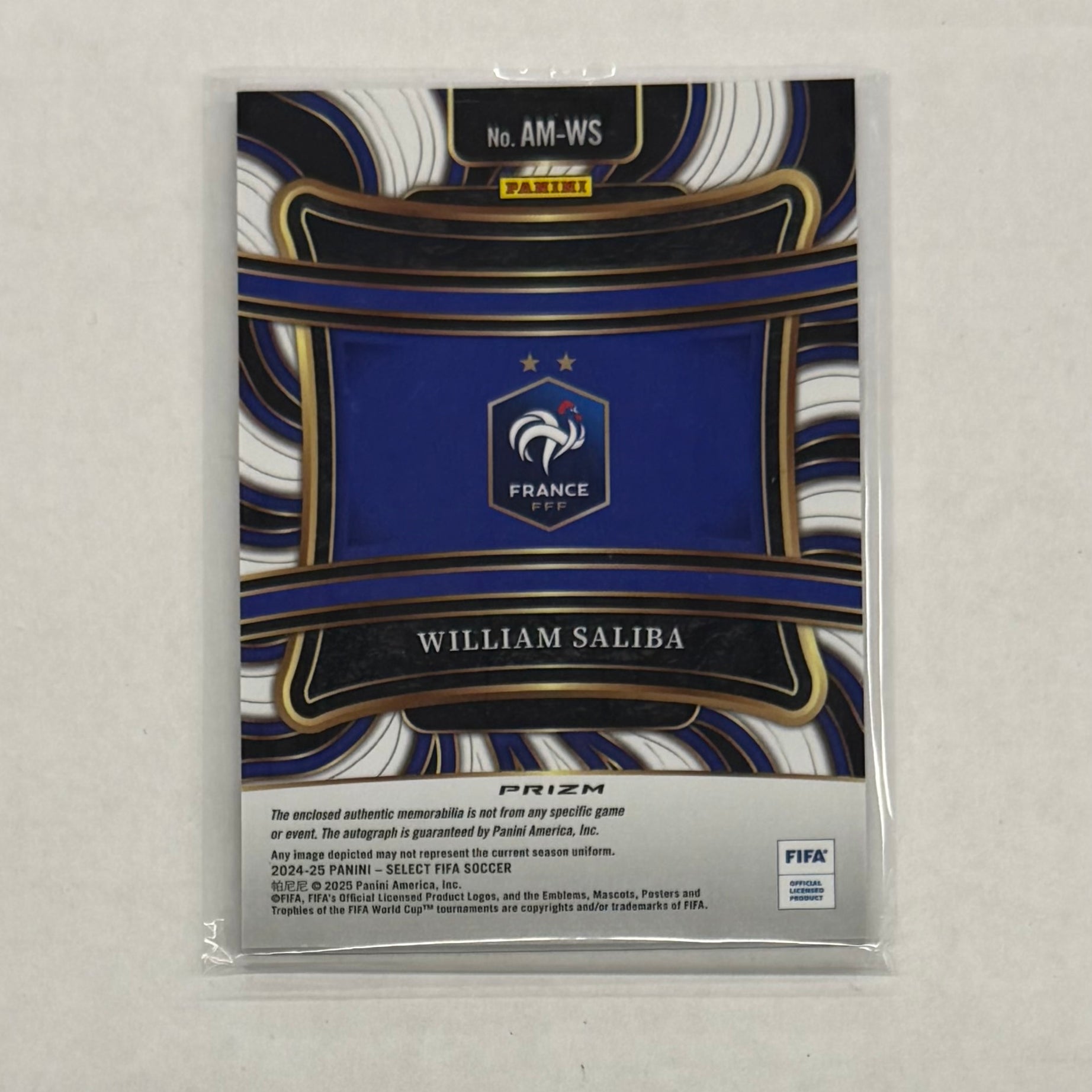 2024-25 Panini Select FIFA Soccer William Saliba Patch Autograph Card #AM-WS