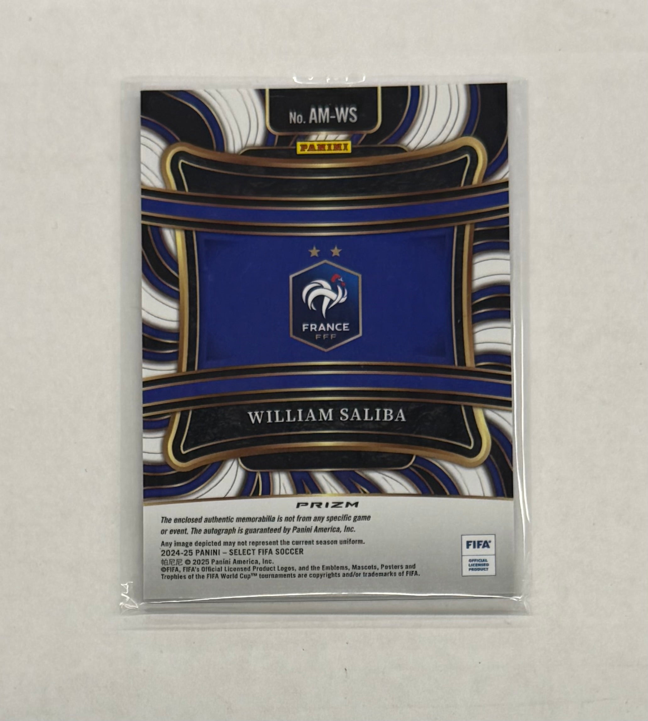 2024-25 Panini Select FIFA Soccer William Saliba Patch Autograph Card #AM-WS