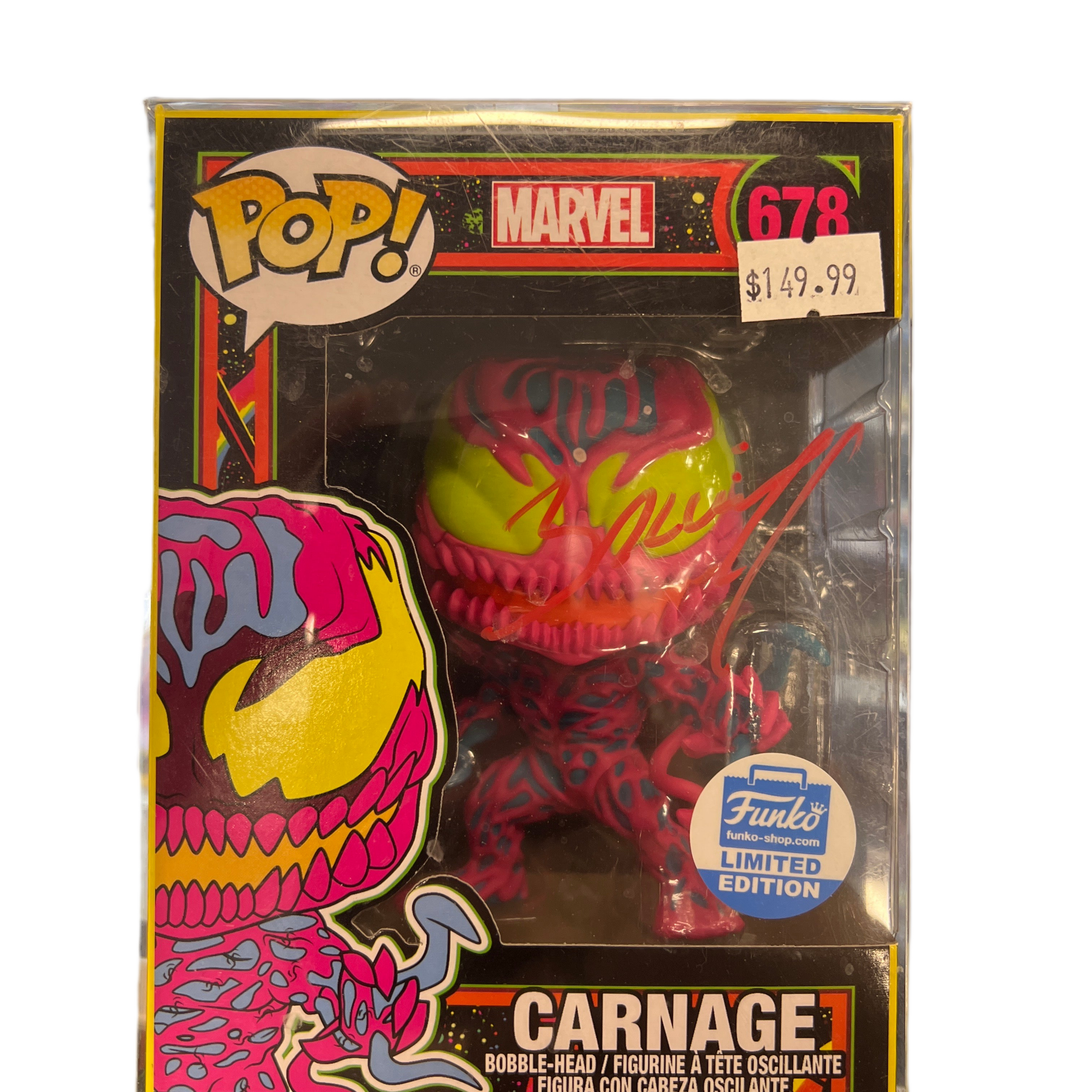 SIGNED Funko Pop! Marvel Limited Edition Carnage #678 JSA Certified