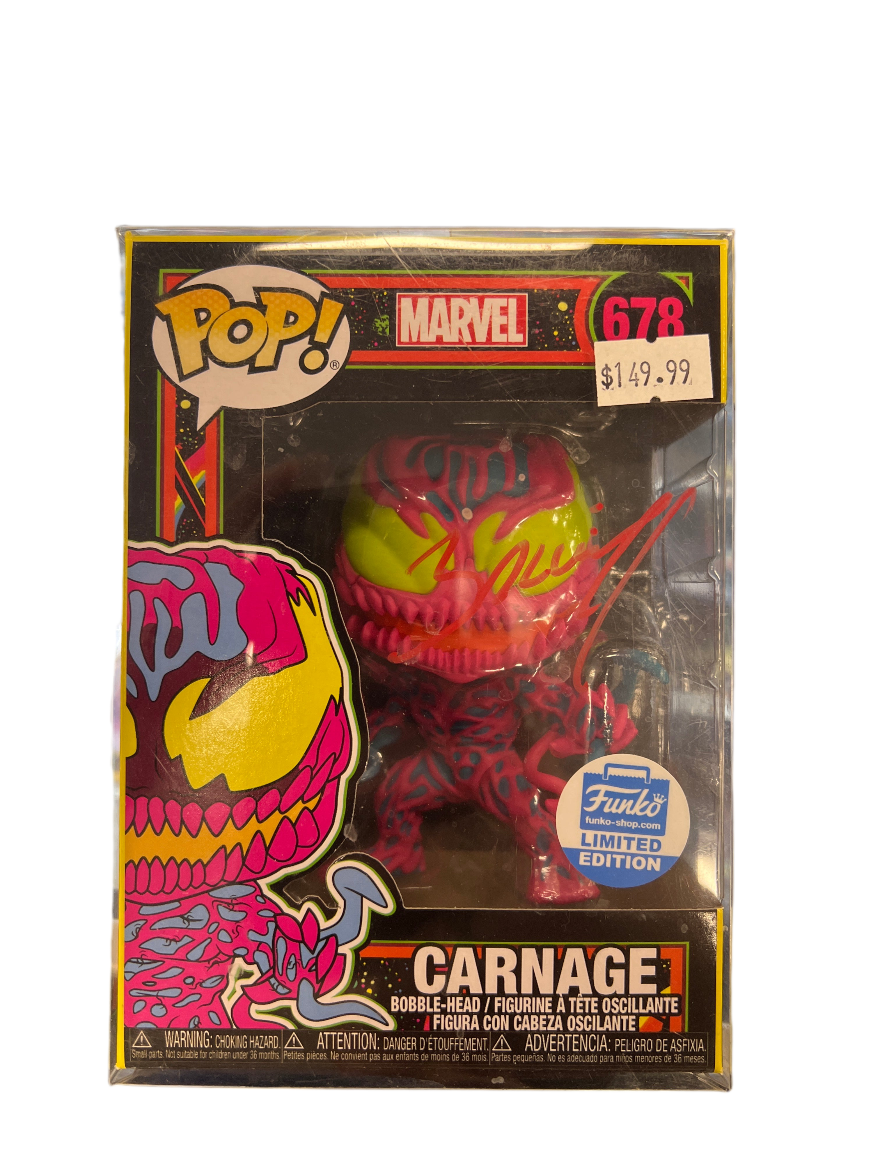 SIGNED Funko Pop! Marvel Limited Edition Carnage #678 JSA Certified