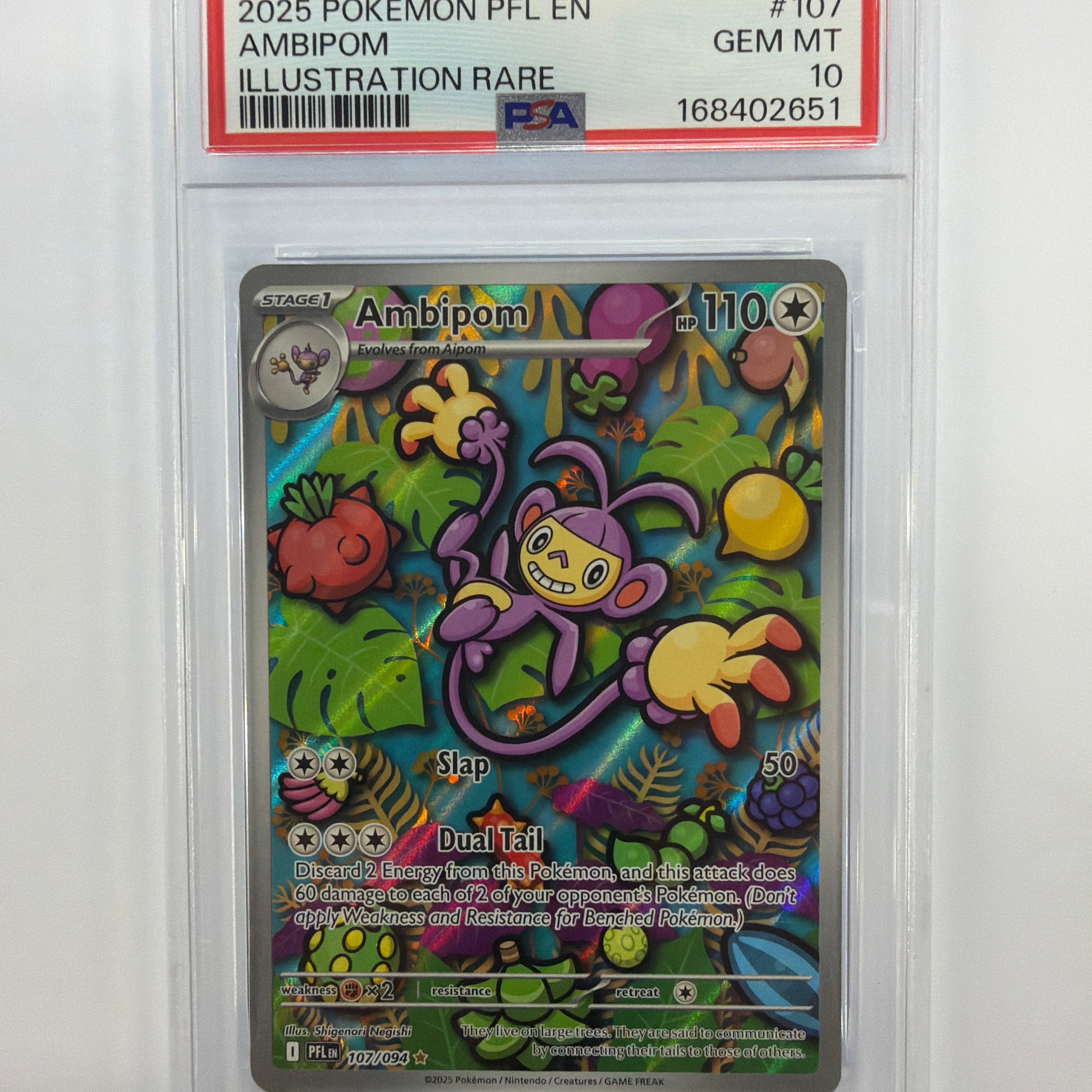 Pokémon TCG - PSA Gem MT 10 Phantasmal Flames Ambipom 107/094 Illustration Rare
