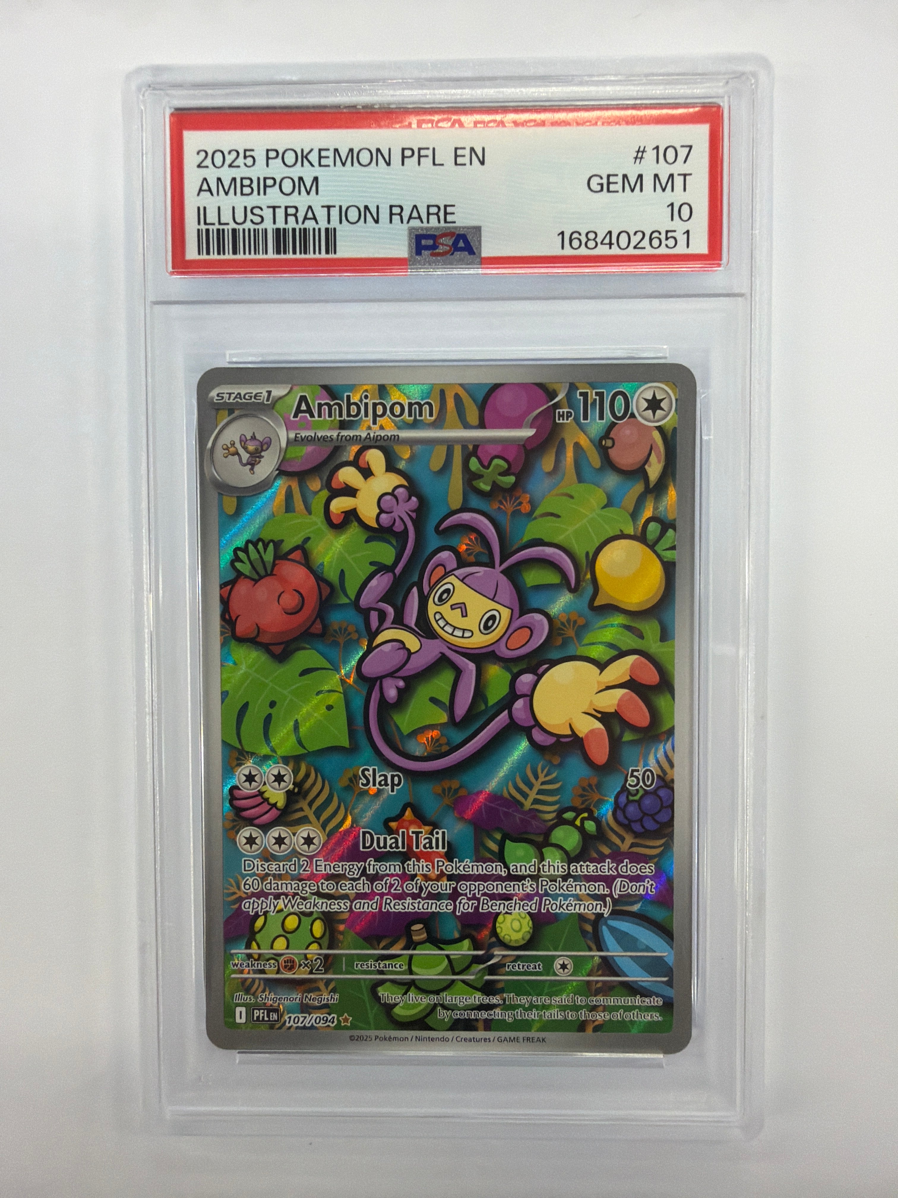 Pokémon TCG - PSA Gem MT 10 Phantasmal Flames Ambipom 107/094 Illustration Rare