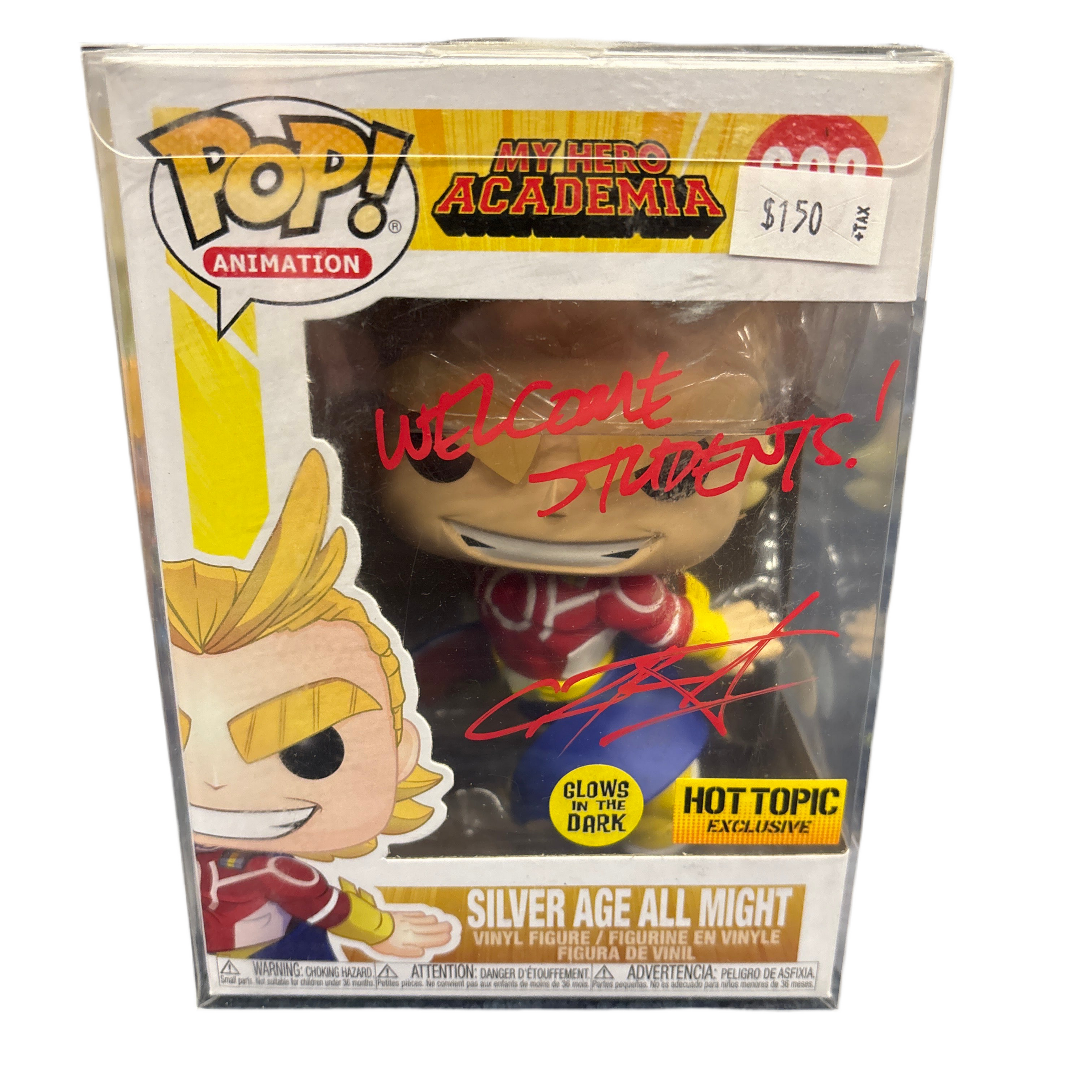 SIGNED Funko Pop! Animation My Hero Academia Silver Age All Might GITD Hot Topic Exclusive #608