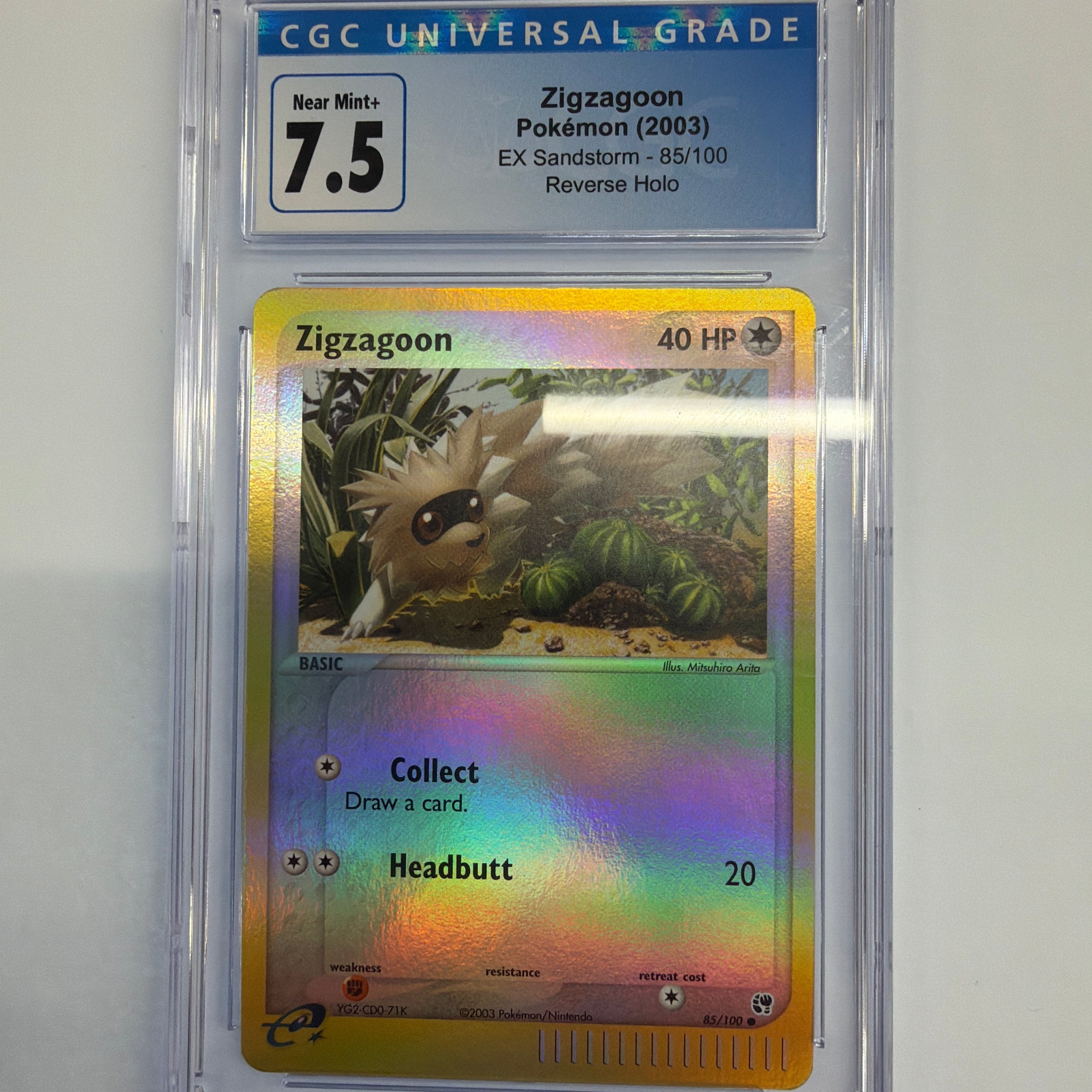 Pokemon TCG - CGC Near Mint+ 7.5 Ex Sandstorm Zigzagoon 85/100 Reverse Holo