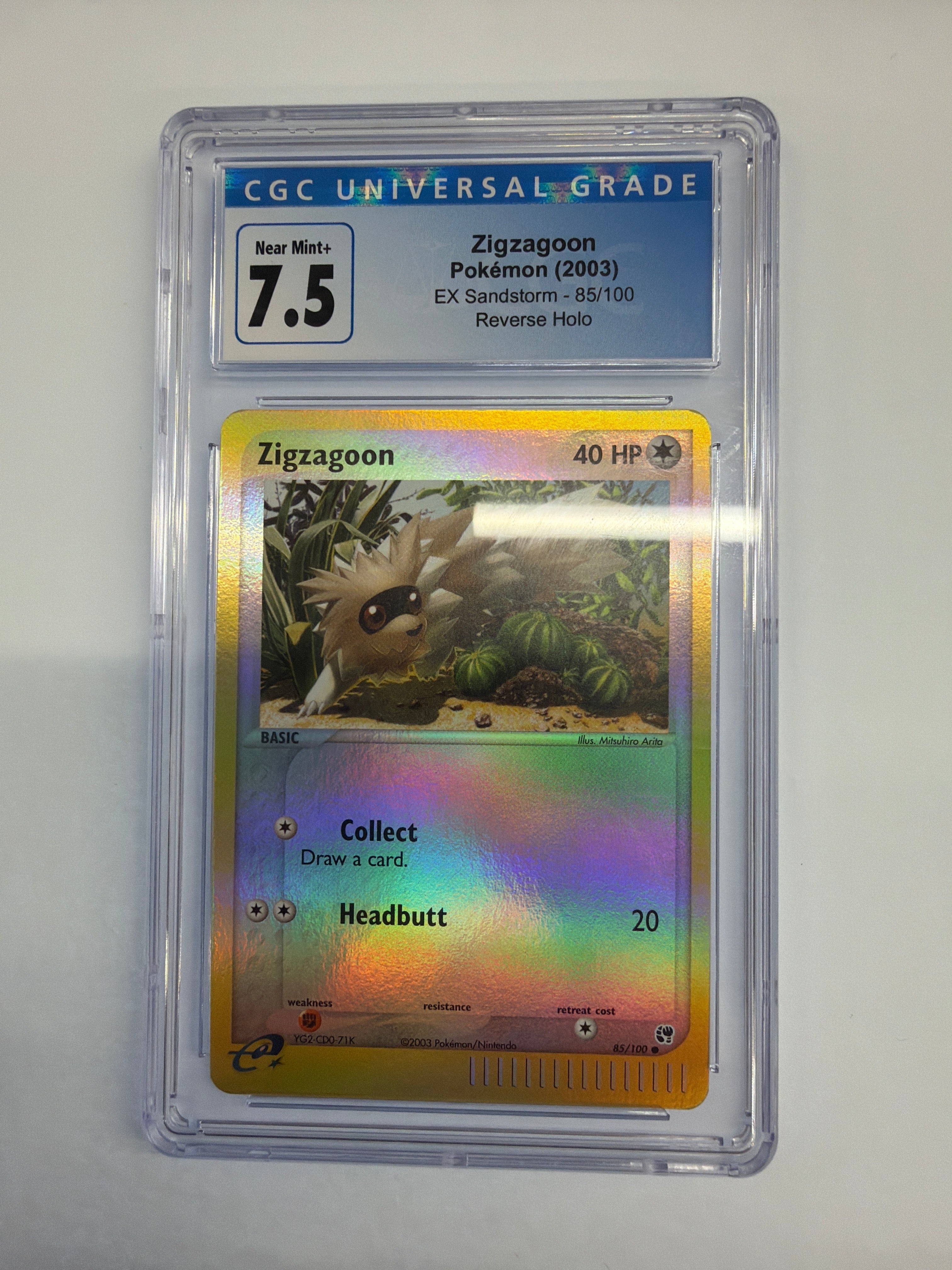 Pokemon TCG - CGC Near Mint+ 7.5 Ex Sandstorm Zigzagoon 85/100 Reverse Holo