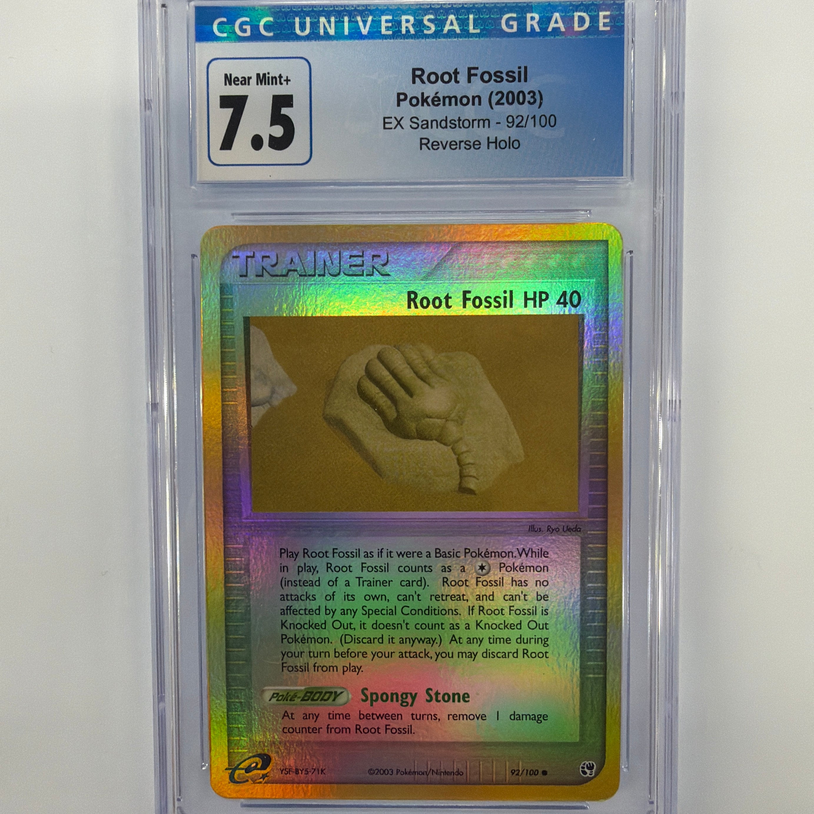 Pokémon TCG - CGC Near Mint+ 7.5 EX Sandstorm Root Fossil 92/100 Reverse Holo
