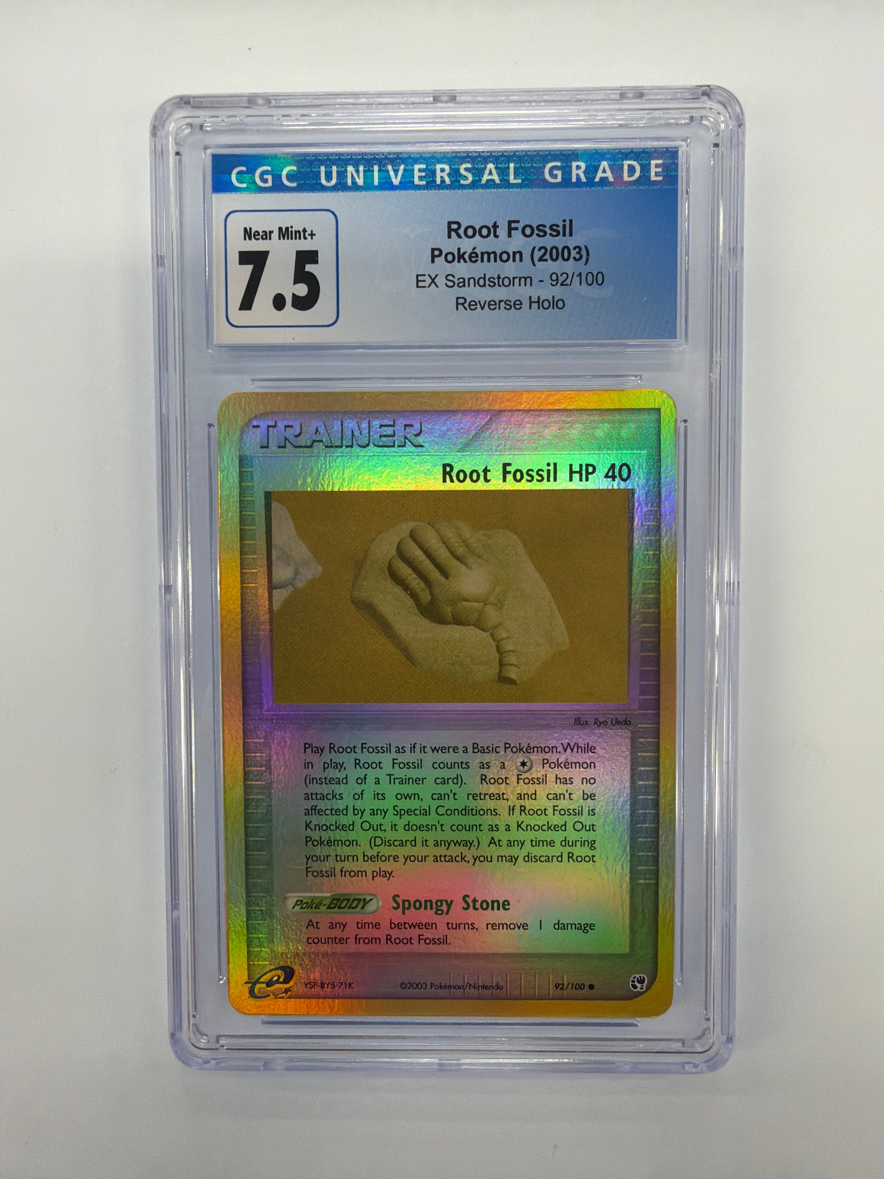 Pokémon TCG - CGC Near Mint+ 7.5 EX Sandstorm Root Fossil 92/100 Reverse Holo