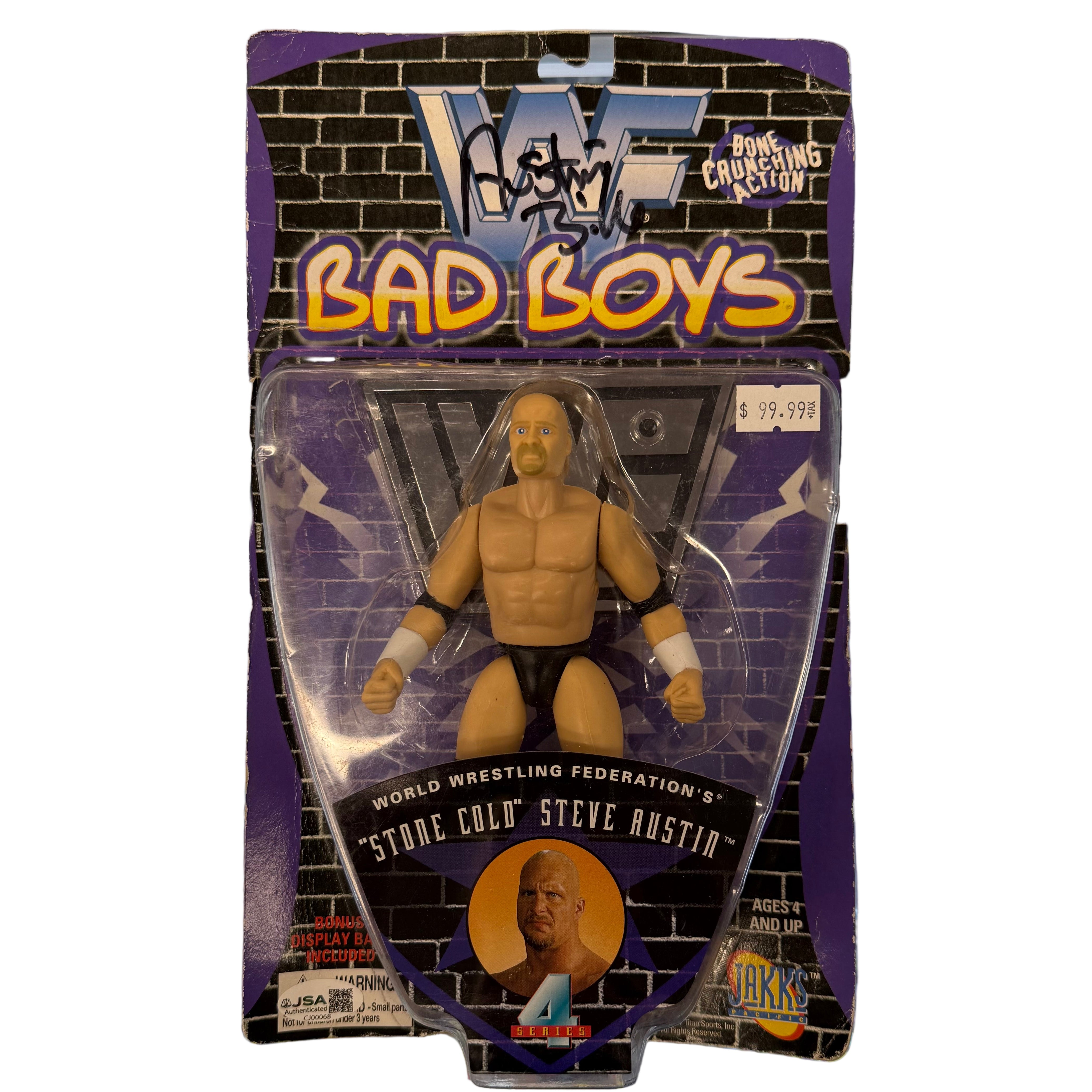 WWF Jakks Pacific BCA Series 4 Bad Boys Stone Cold Steve Austin Signed Action Figure W/ JSA Authentication