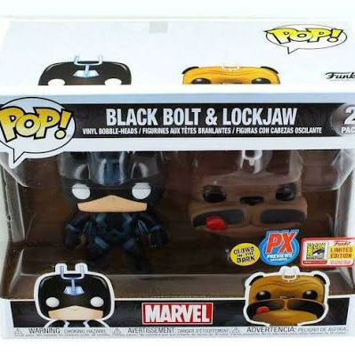Funko Pop! Marvel Black Bolt & Lockjaw GITD PX Previews 2018 San Diego CC Limited Edition 2 Pack