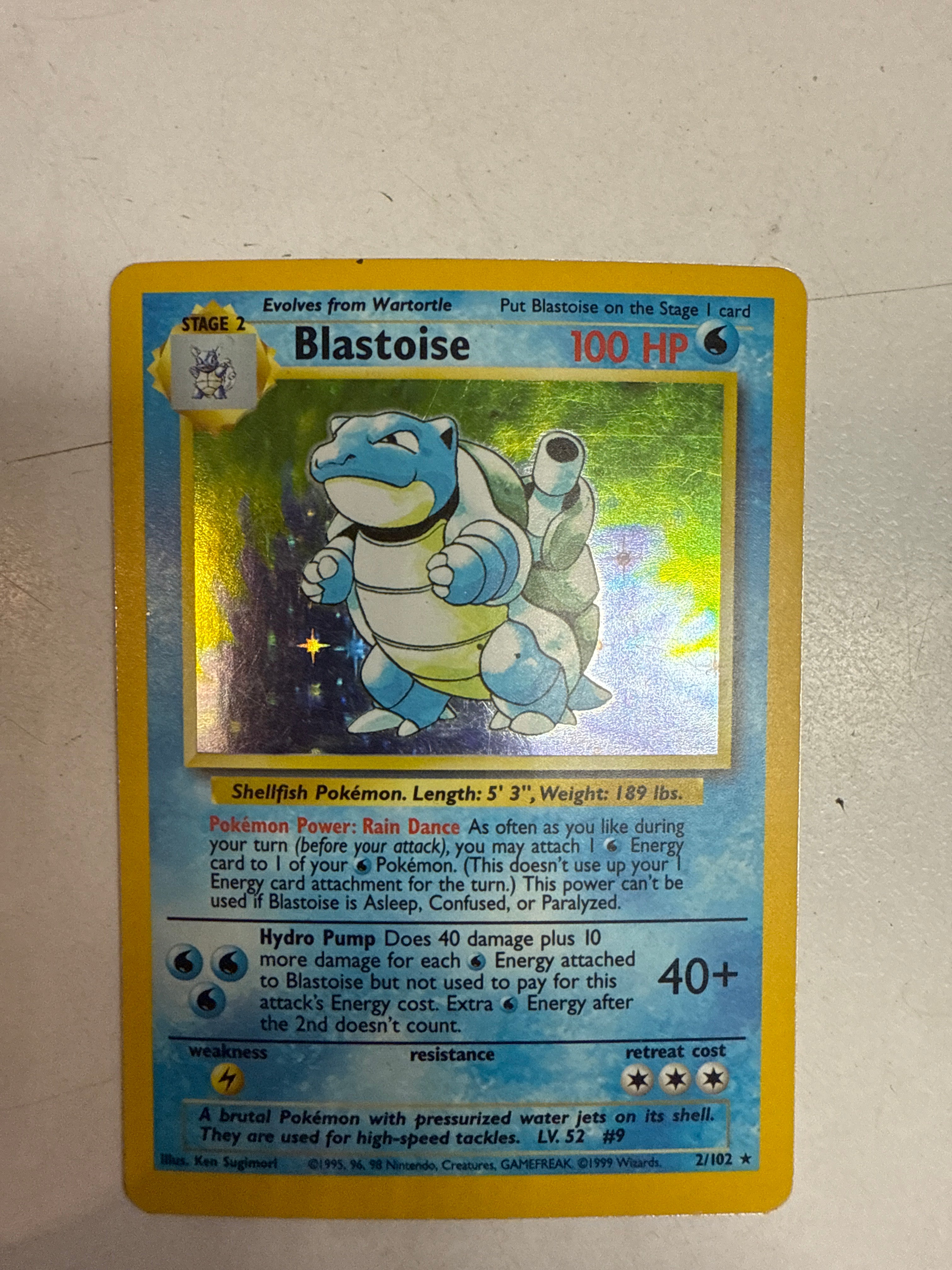 Pokemon TCG Blastoise 2-102 Base Set Holo Rare LP