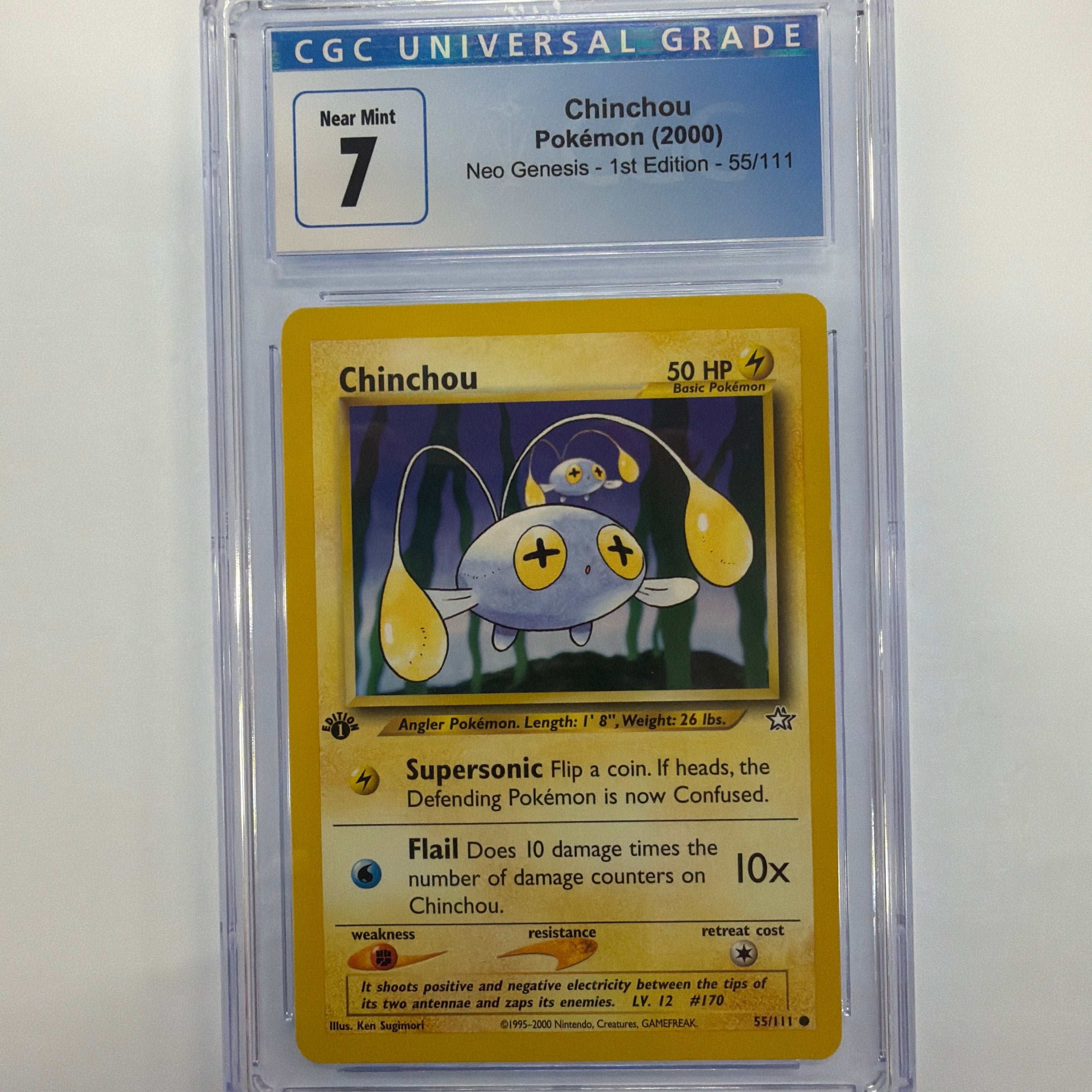 Pokémon TCG - CGC Near Mint 7 Neo Genesis 1st Edition Chinchou 55/111