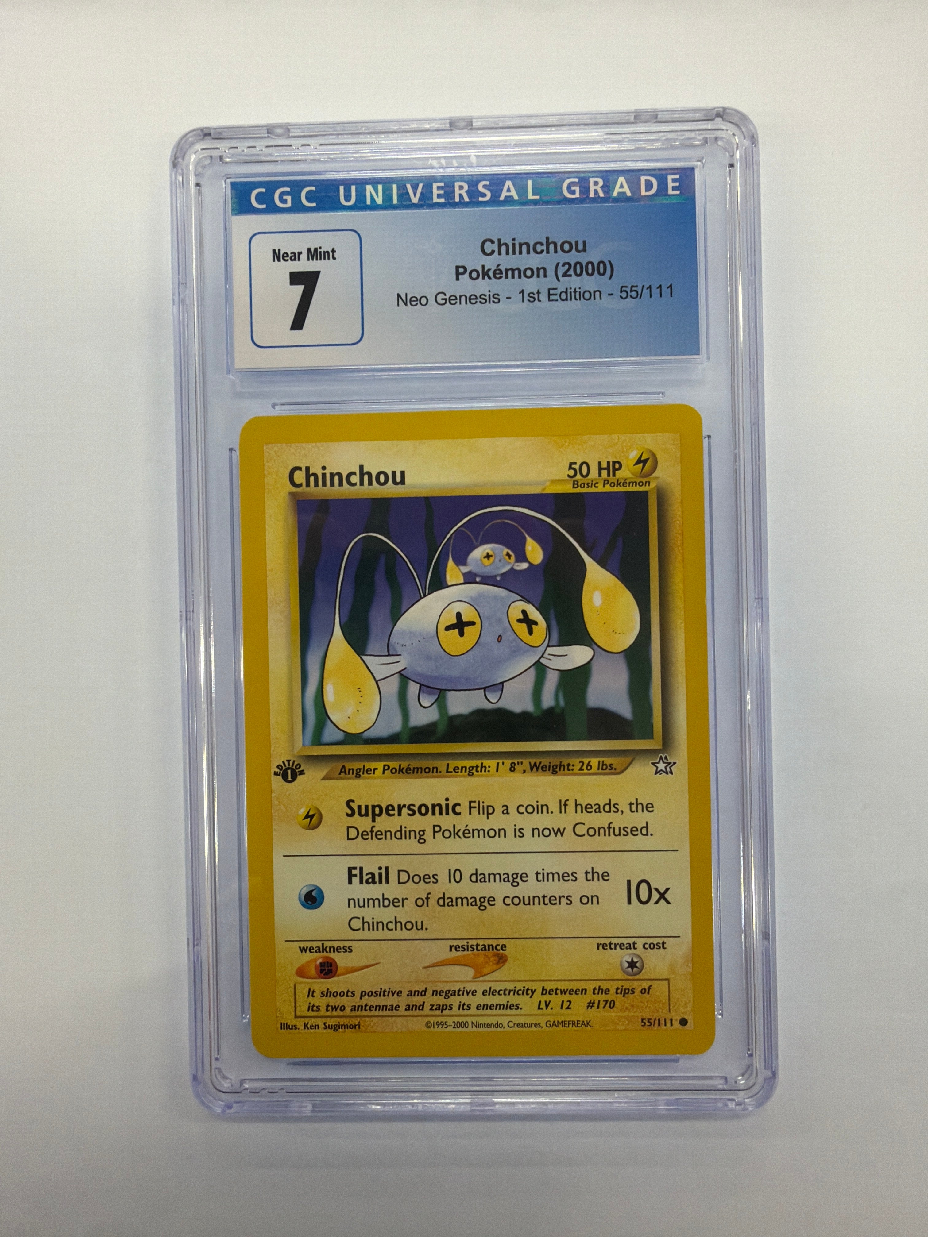Pokémon TCG - CGC Near Mint 7 Neo Genesis 1st Edition Chinchou 55/111