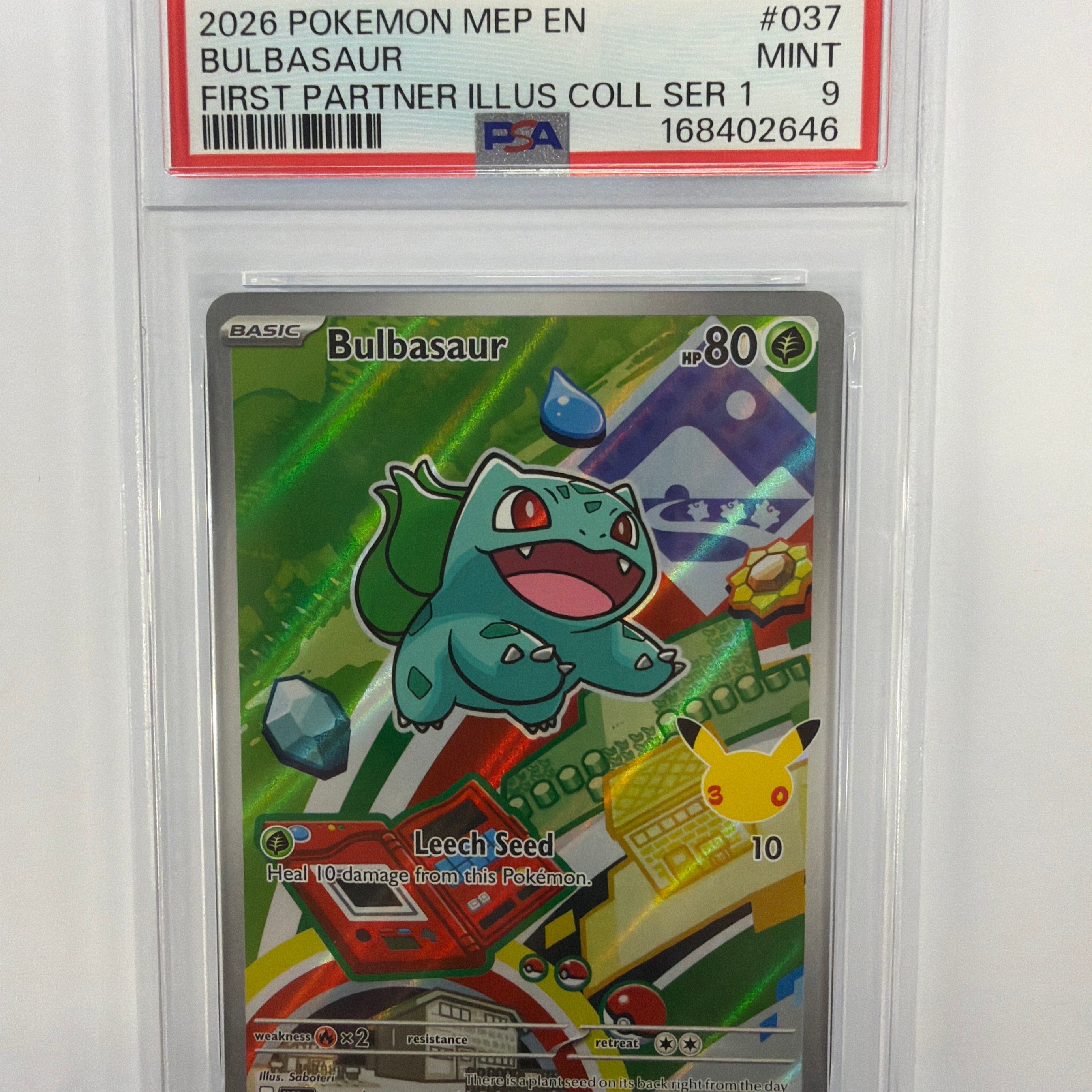 Pokémon TCG - PSA Mint 9 Mega Evolution Promo Bulbasaur 037