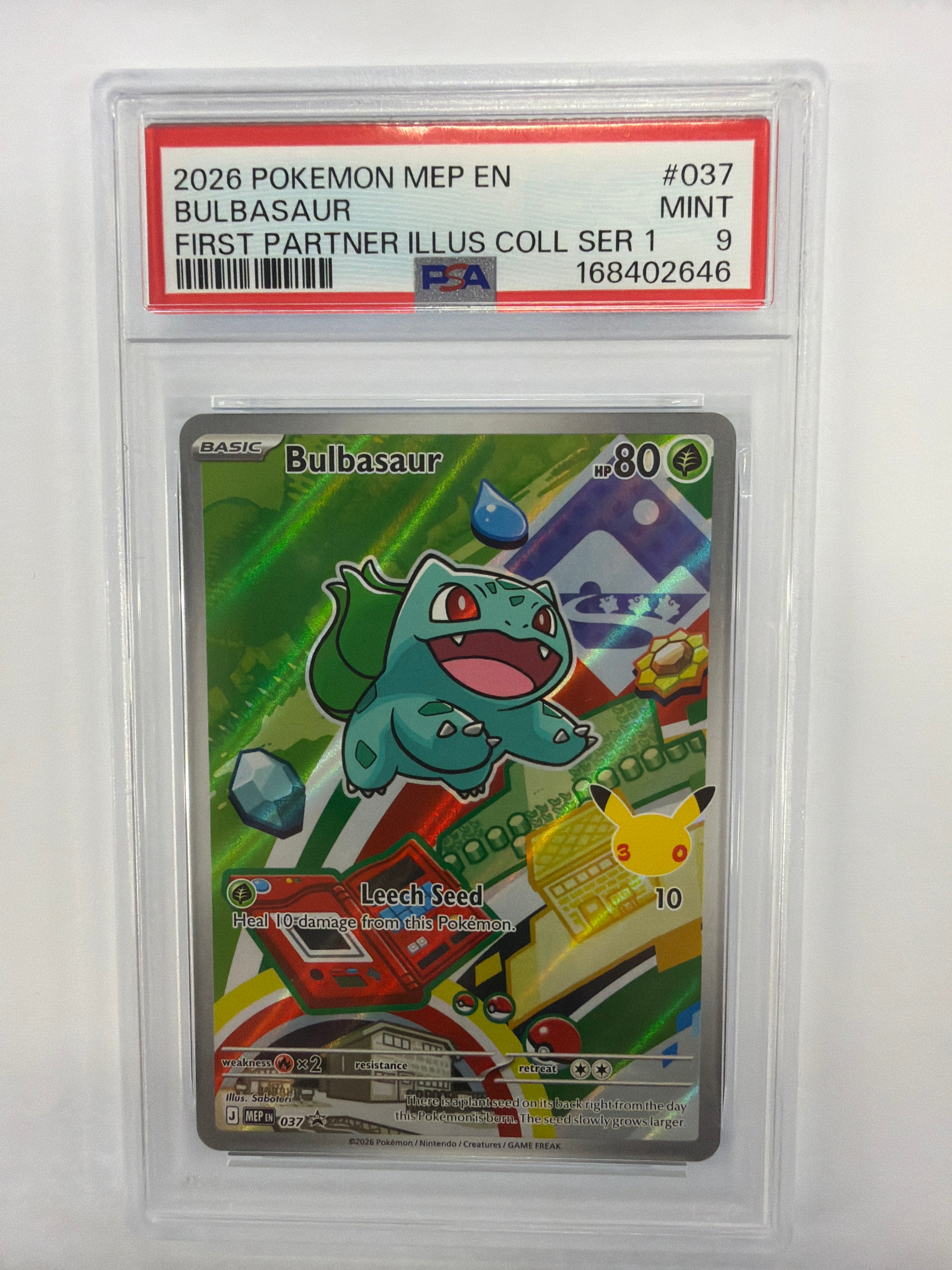 Pokémon TCG - PSA Mint 9 Mega Evolution Promo Bulbasaur 037