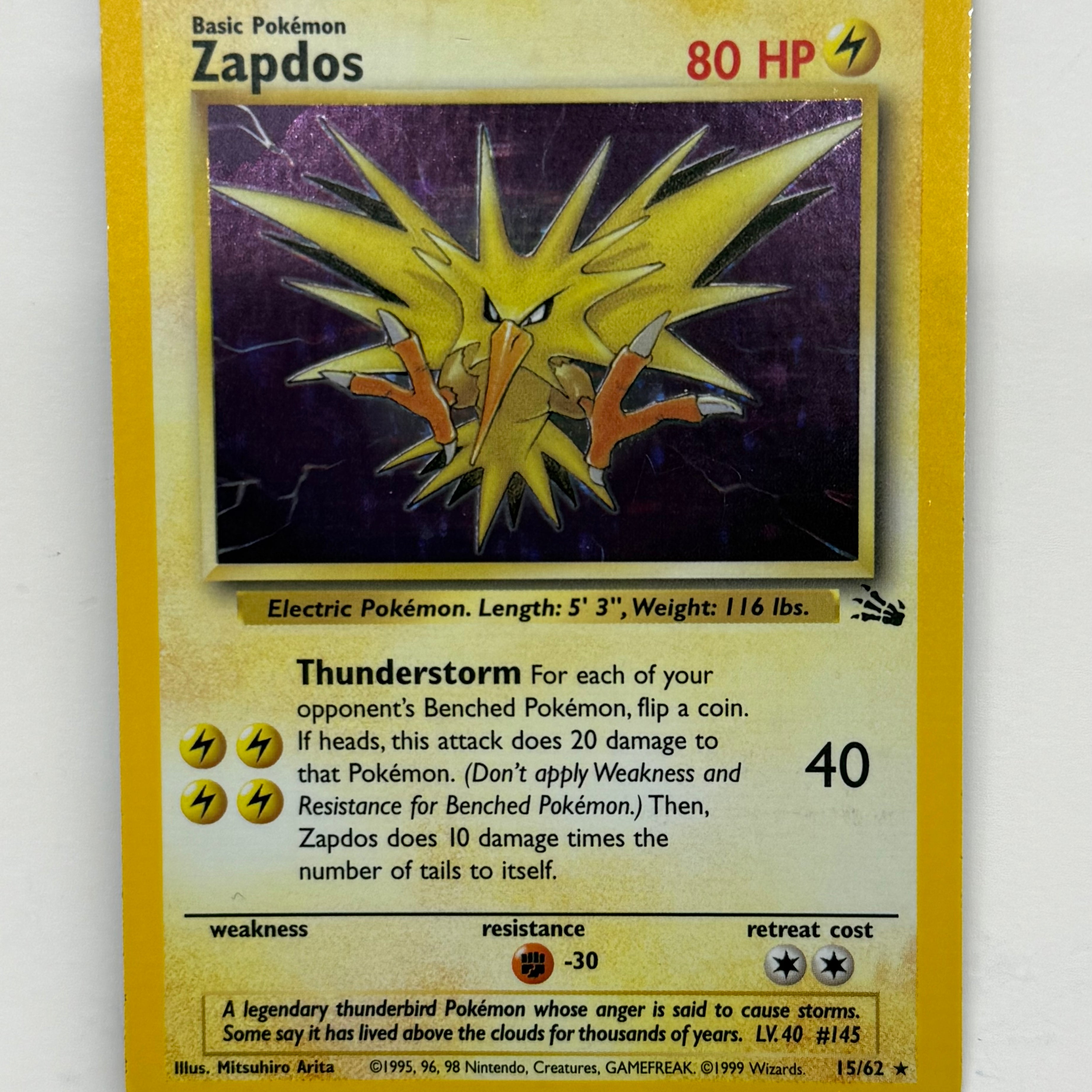 Pokémon TCG - Fossil Unlimited Zapdos Holo 15/62 LP