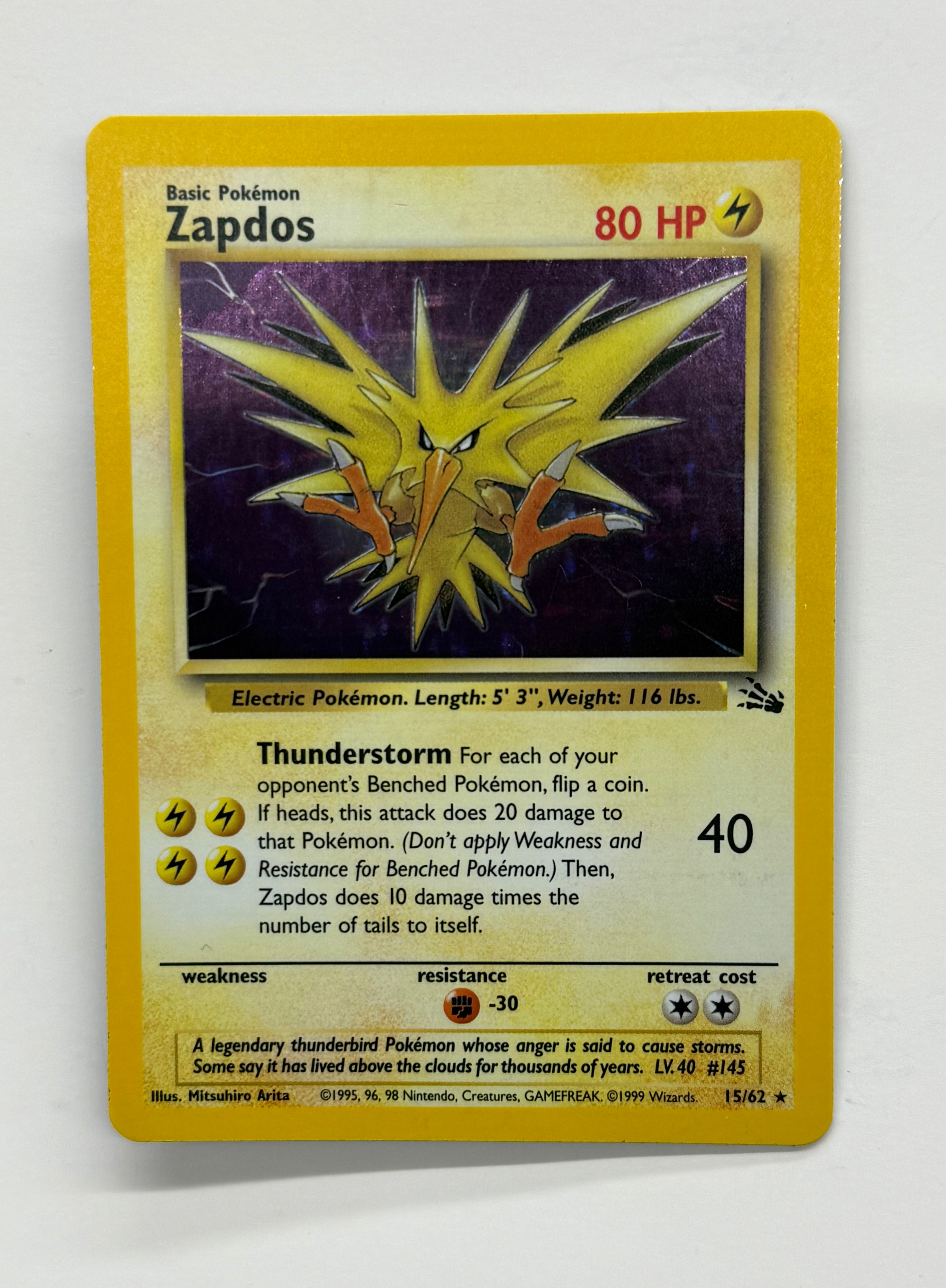 Pokémon TCG - Fossil Unlimited Zapdos Holo 15/62 LP