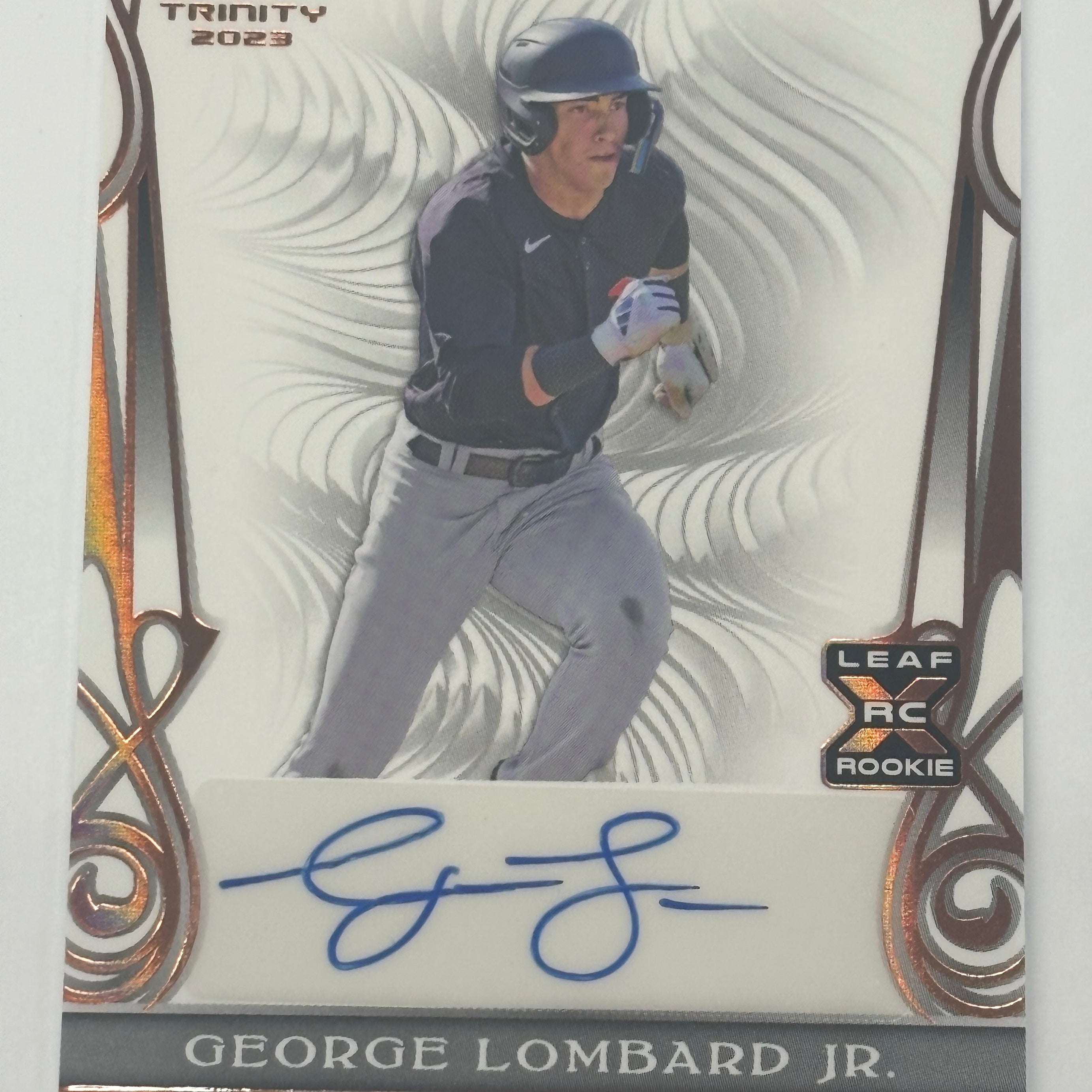 2023 Leaf Trinity George Lombard Jr Autograph Card #BA-GLJ Bronze Numbered 83/99