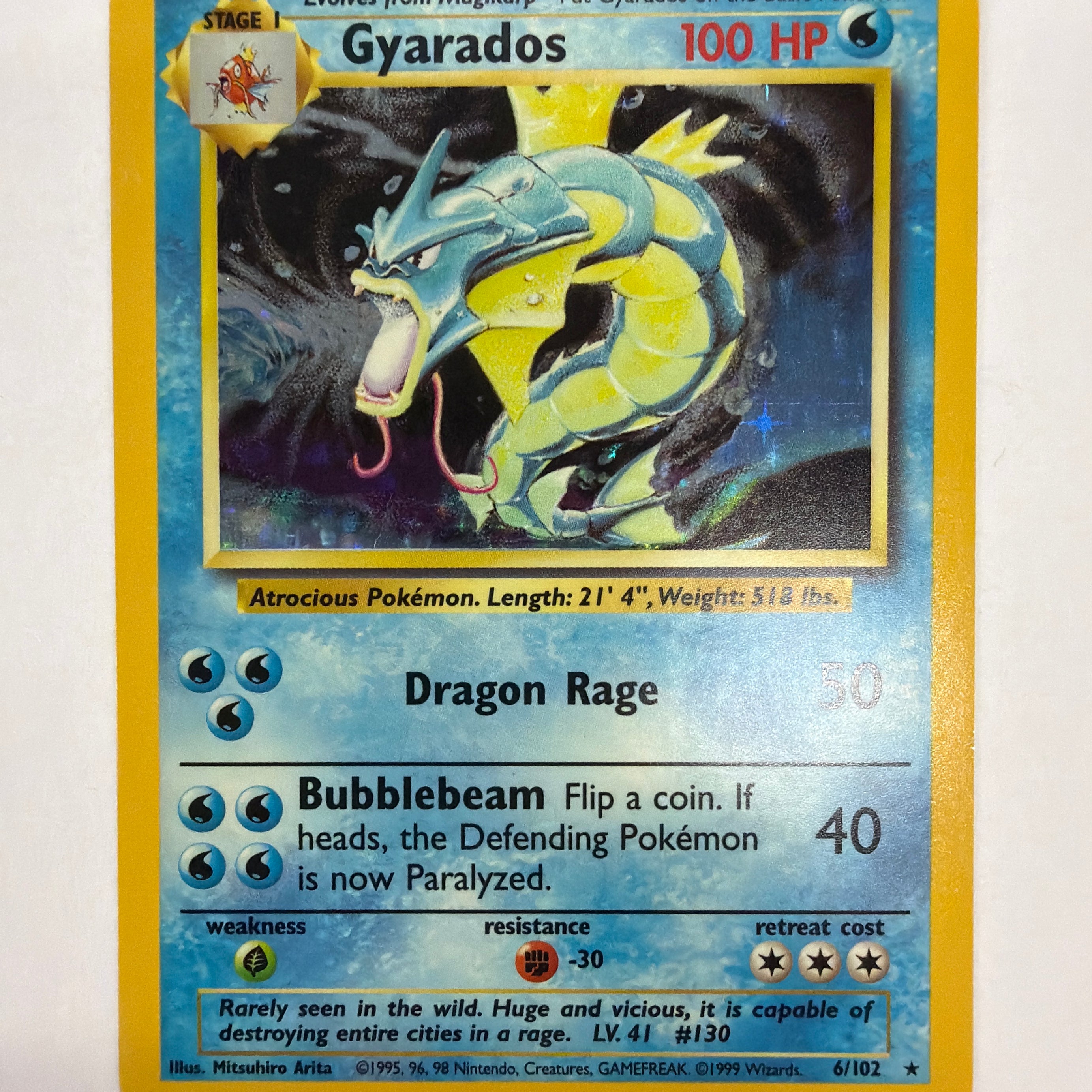 Pokémon TCG - Base Set Unlimited Gyarados 6/102 Holo NM