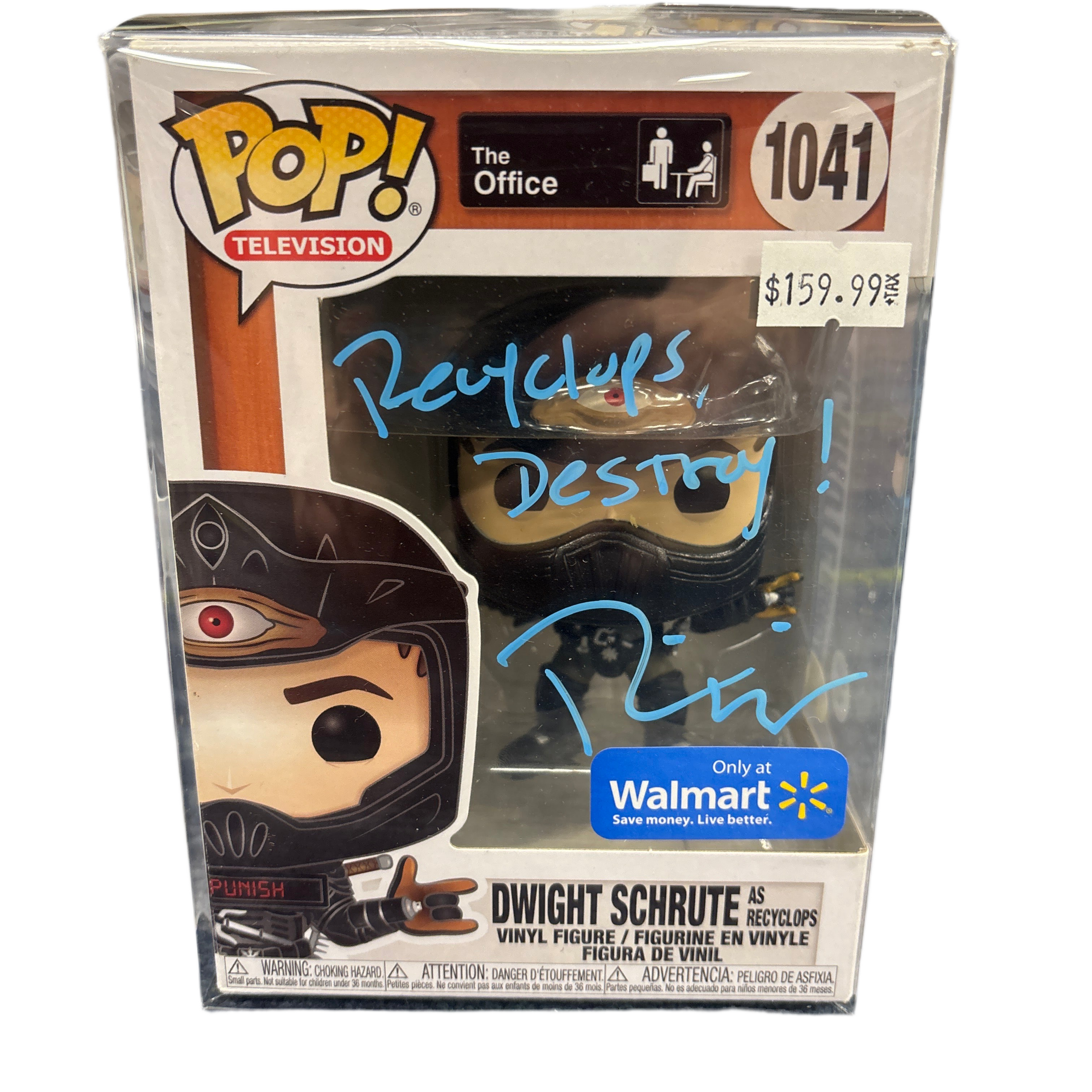 SIGNED/INSCRIBED Funko Pop! Television The Office Dwight Schrute as Recyclops Only at Walmart #1041