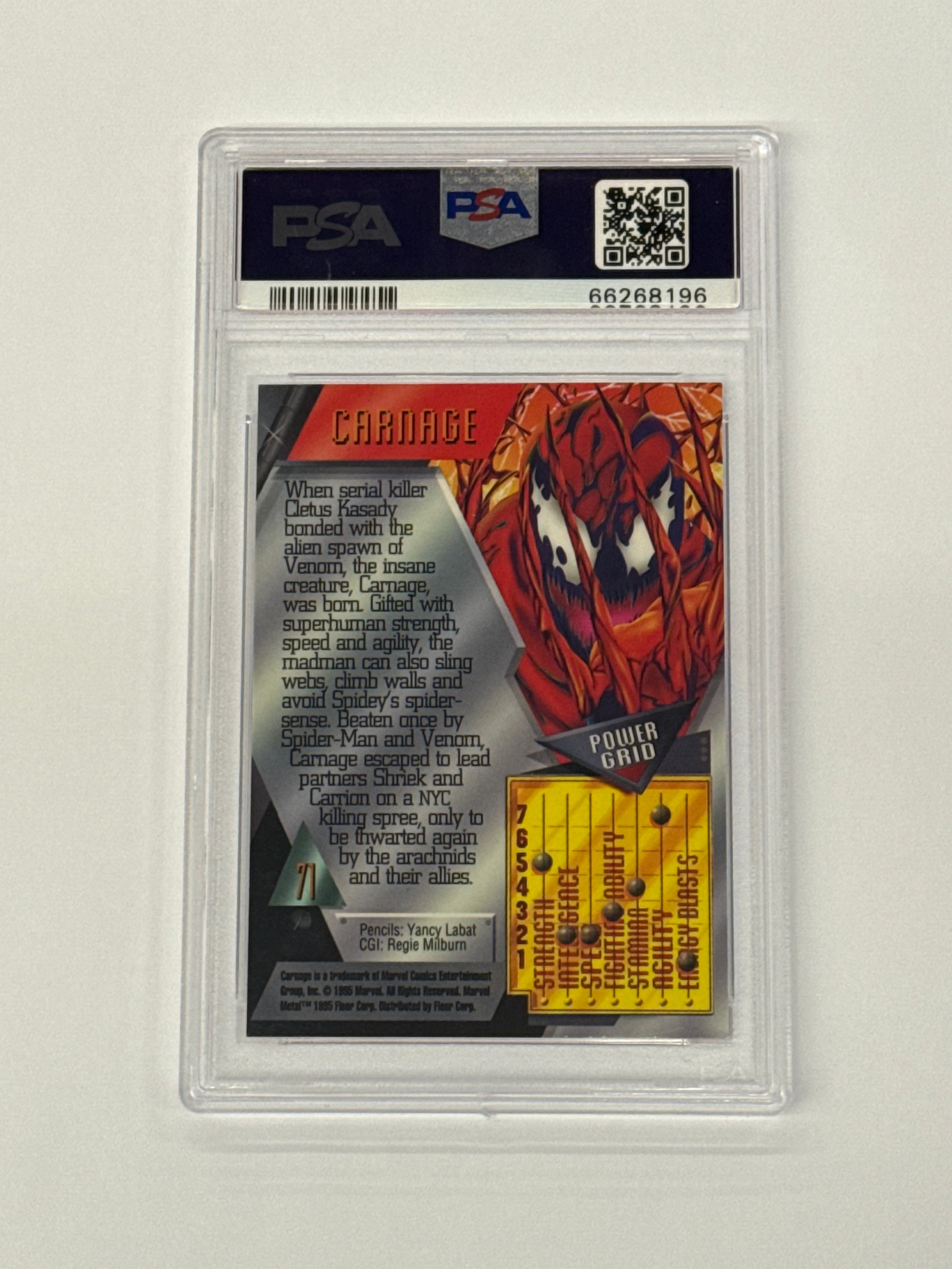1995 Marvel Metal PSA GEM MT 10 Carnage #71